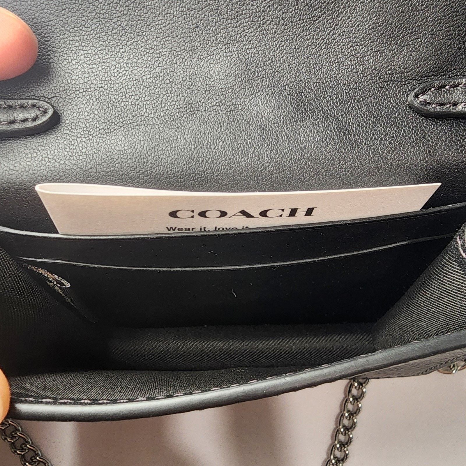 Coach NWT Coach CCI80 Mini Wallet On A Chain Rivets Silver Black Size ONE SIZE - 5 Thumbnail