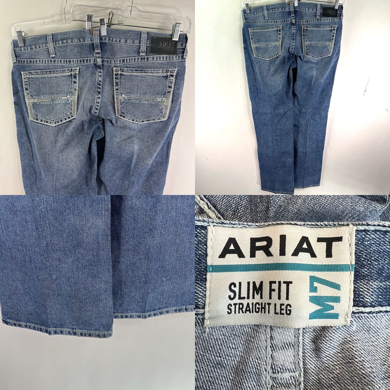 Ariat Ariat M7 Slim Fit Denim Jeans Mens 40 X 34 Blue Slim Straight 5-Pocket USA Cowboy Southwestern 1990s? Size US 40 / EU 56 - 8 Thumbnail