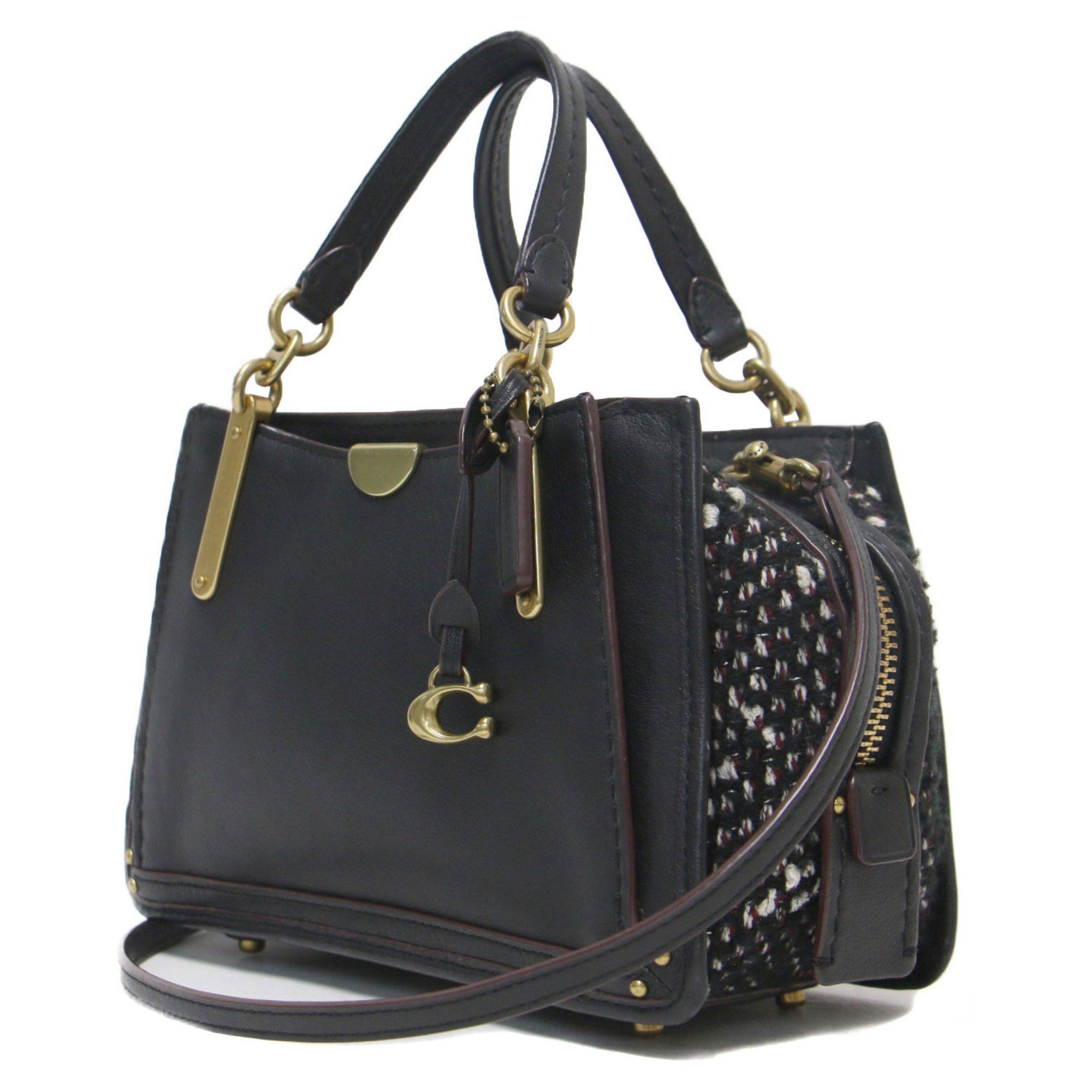 image of Coach Bag Hand Shoulder Black Tweed Dreamer Leather, Women's