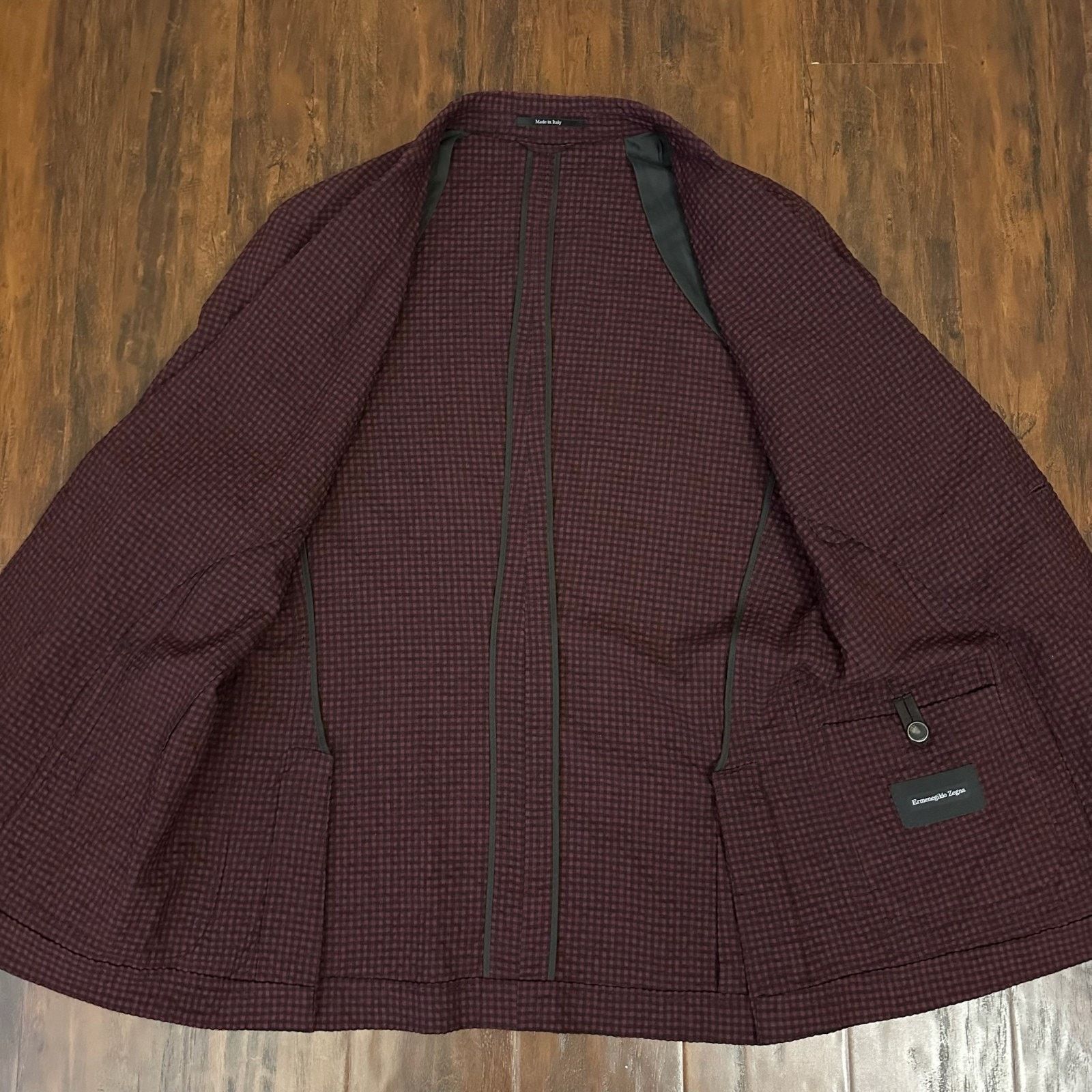 Ermenegildo Zegna ERMENEGILDO ZEGNA Seersucker Blazer Unlined Wool Silk Size 52R - 7 Thumbnail
