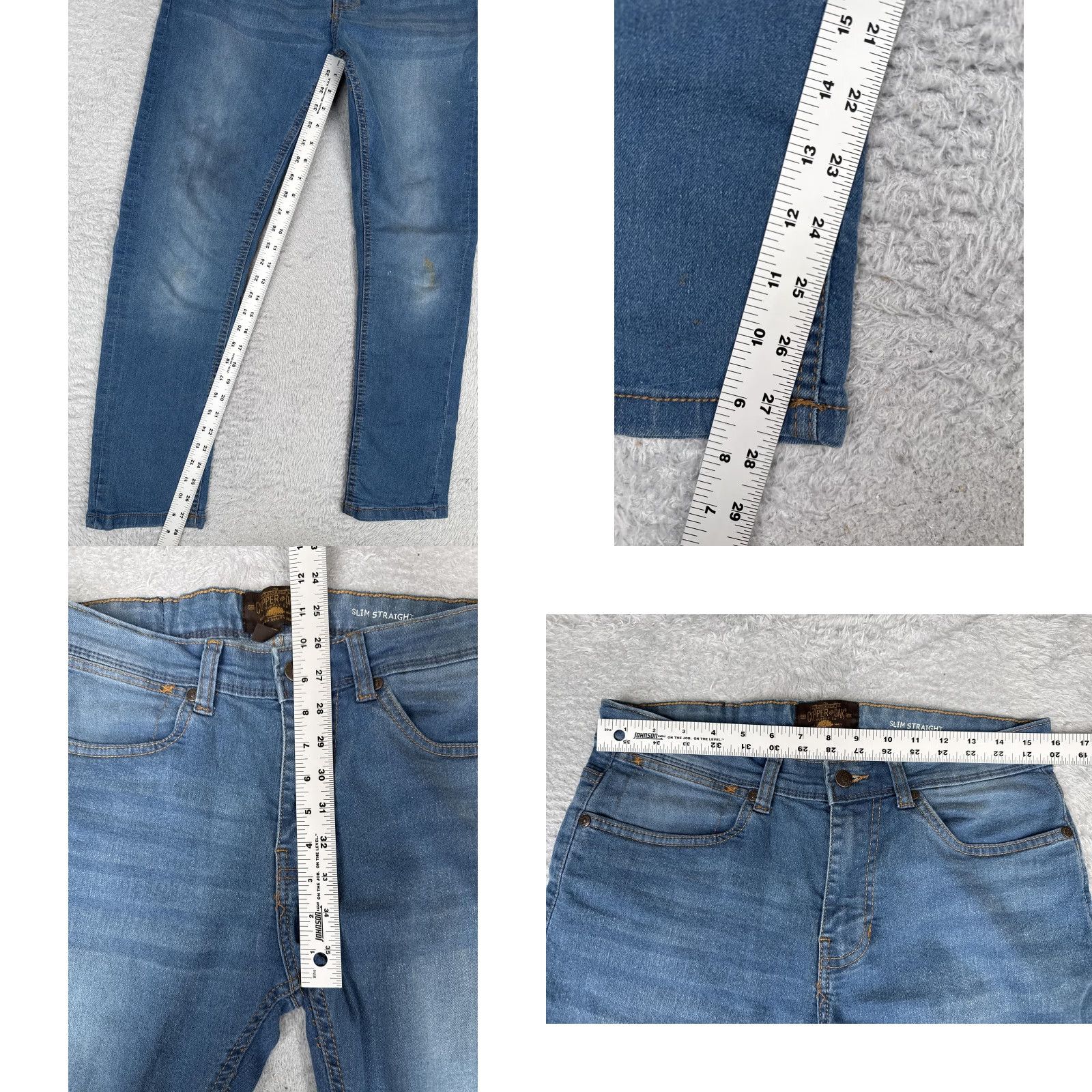 Vintage Copper & Oak Jeans Mens 32x30 Blue Slim Straight Leg Cotton Blend Medium Wash Size US 32 / EU 48 - 8 Thumbnail