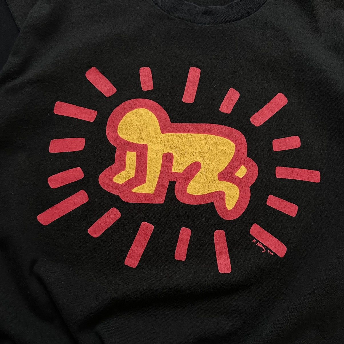 Keith Haring RARE 1990 Keith Haring Barking Dog Vintage Cropped T Shirt Size US XL / EU 56 / 4 - 5 Thumbnail