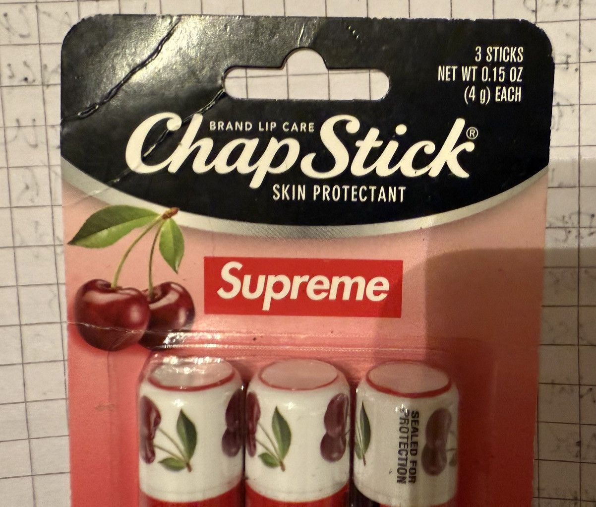 Supreme Supreme ChapStick (3 Pack) Classic Cherry Flavor Lip Balm Size ONE SIZE - 5 Thumbnail