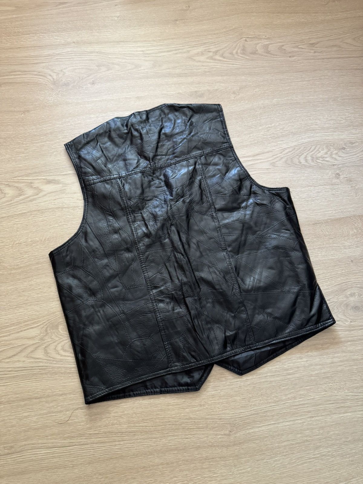 Genuine Leather Vintage Genuine Leather Patchwork Western Cowboy Black Vest Size US L / EU 52-54 / 3 - 5 Thumbnail