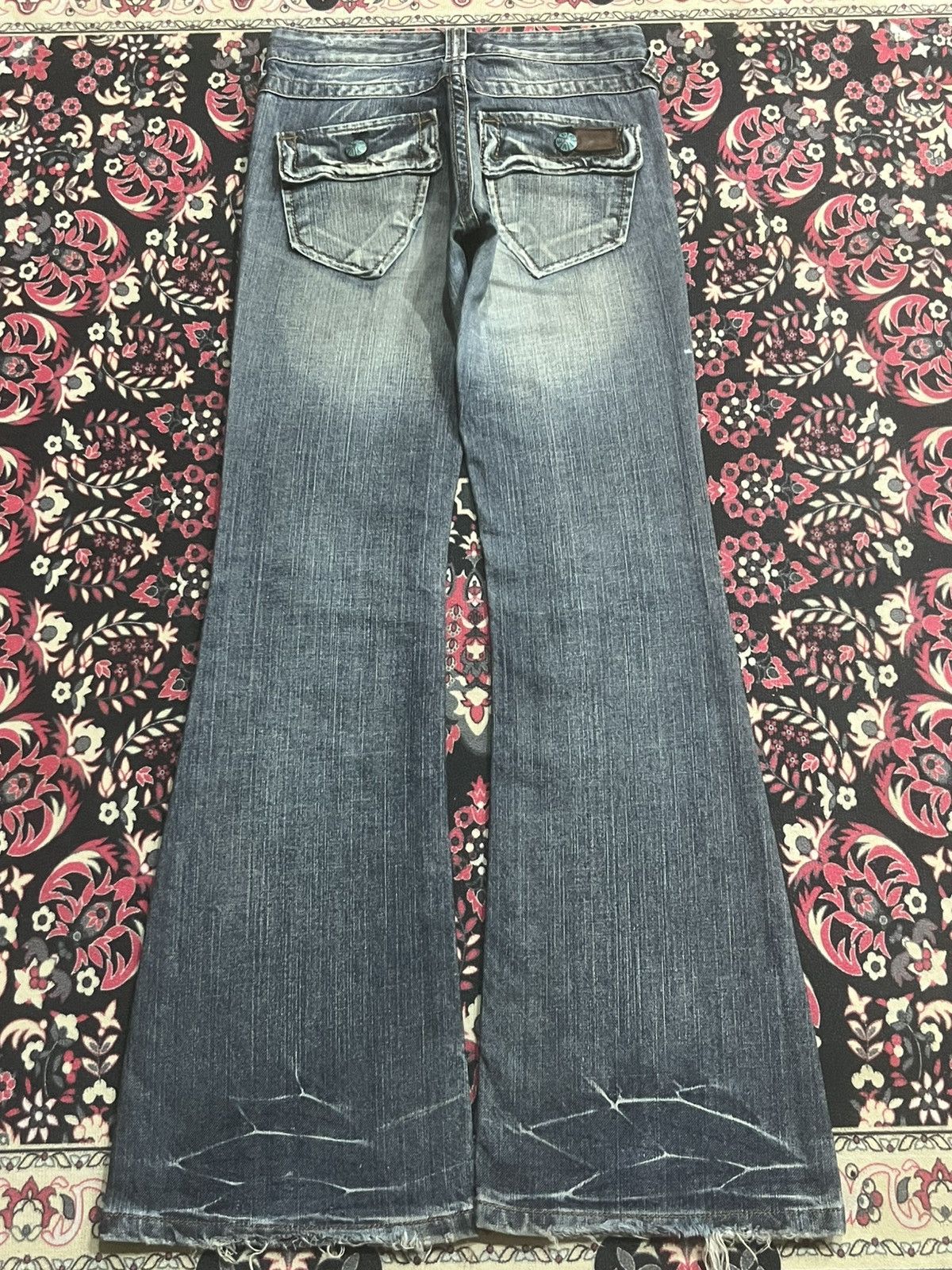 Japanese Brand Japanese Drive Jeans Blue Washed Distressed Flare Denim Size 25" / US 0 / IT 36 - 2 Thumbnail