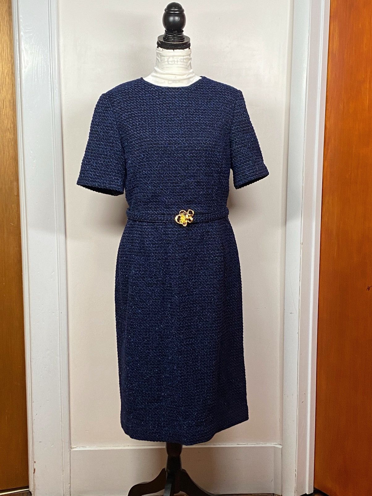 Oscar De La Renta OSCAR DE LA RENTA Lurex Check Tweed Pencil Dress size 14 Size XL / US 12-14 / IT 48-50 - 1 Thumbnail