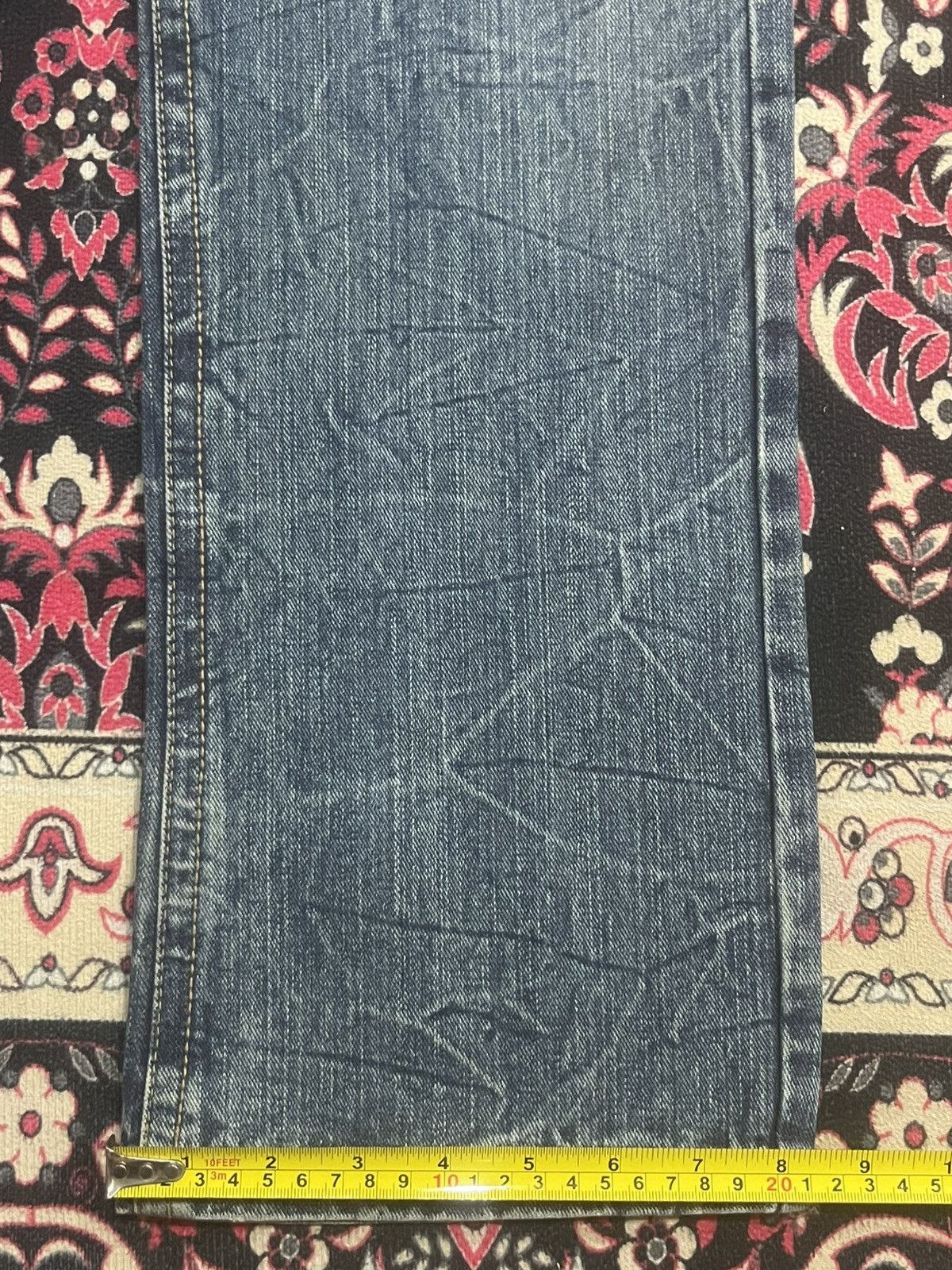Japanese Brand Vintage Japan Gurion Cracked Fringe Blue Washed Jeans Size US 32 / EU 48 - 13 Thumbnail