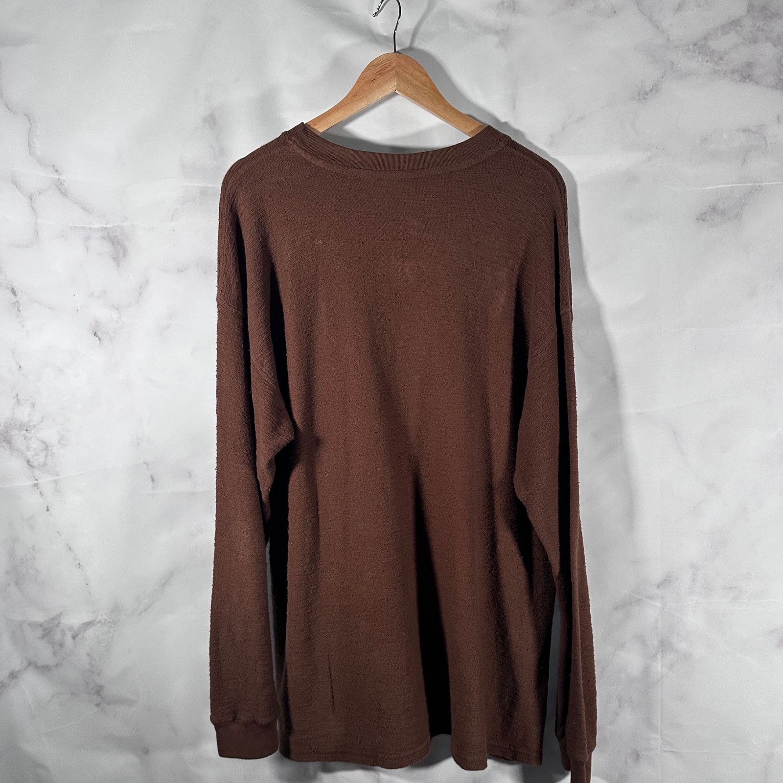 HIDDEN Hidden NY Brown Slub Henley Longsleeve Size US XL / EU 56 / 4 - 6 Thumbnail