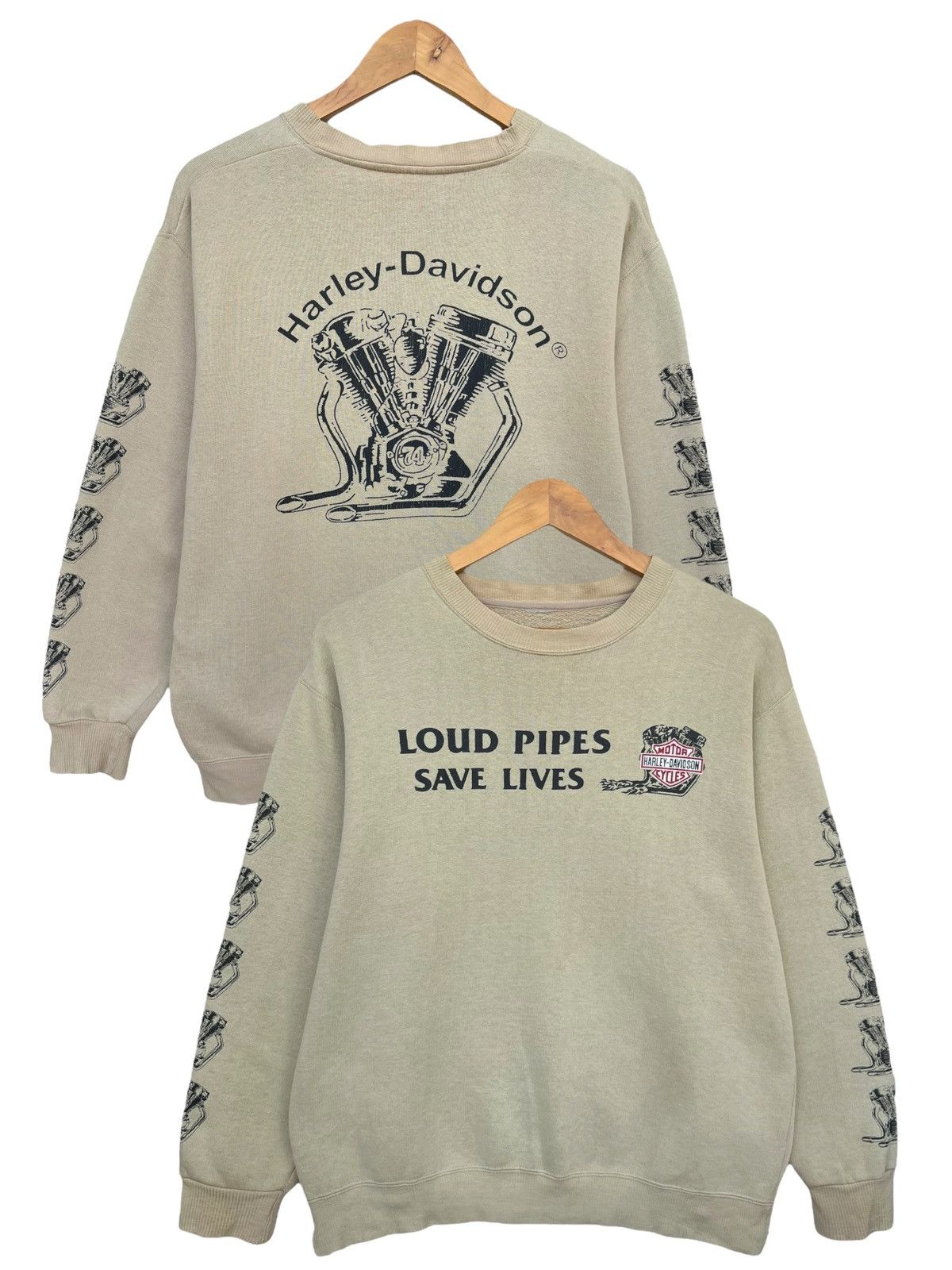 Harley Davidson Y2k Harley Davidson Loud Pipe Save Lives Baggy Sweatshirt Size US S / EU 44-46 / 1 - 1 Thumbnail