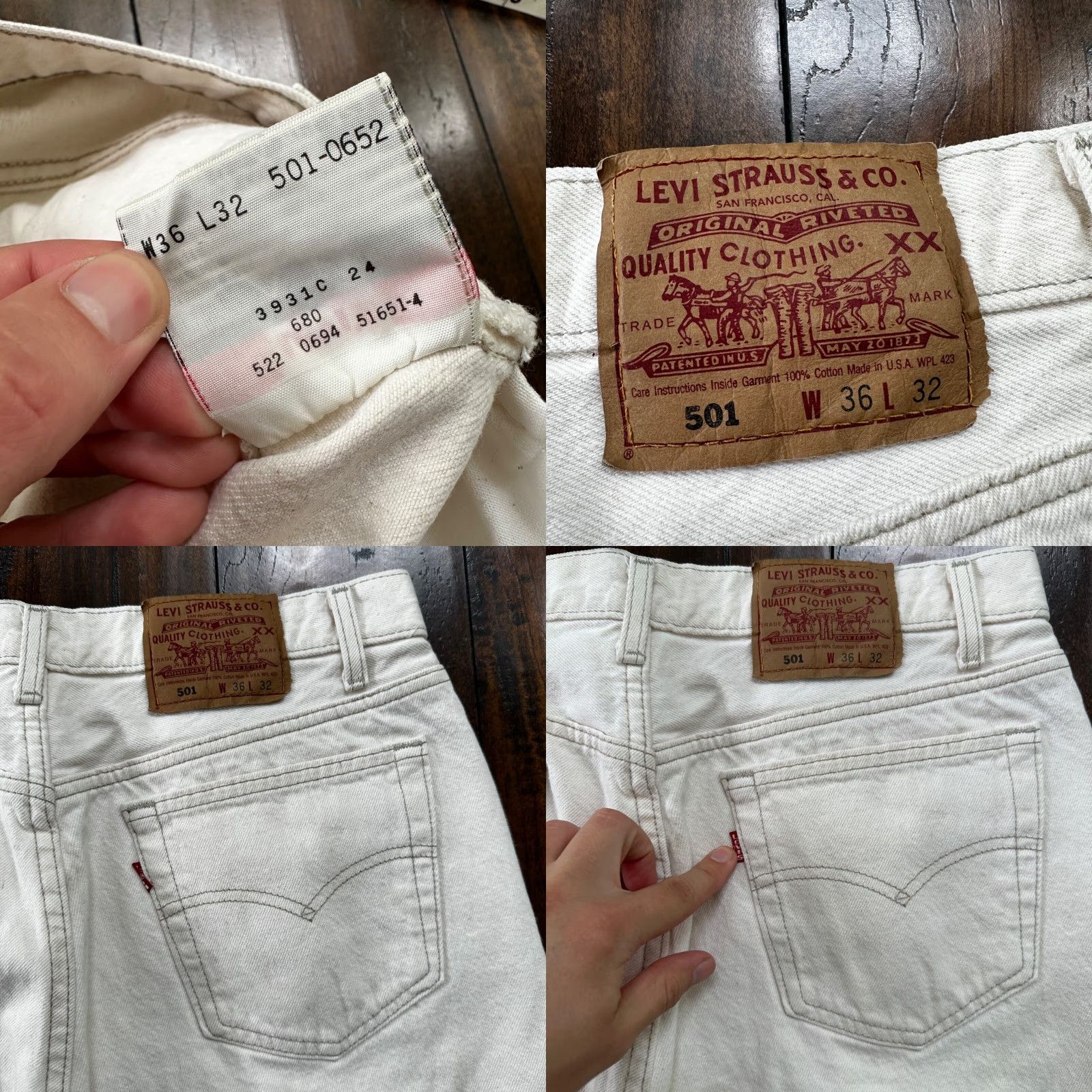 Levi's VINTAGE Levi's 501 Jeans Straight Men 36x32 White Denim Cotton Button Fly 90s USA Tag XX Act 32x31 Size US 36 / EU 52 - 9 Thumbnail