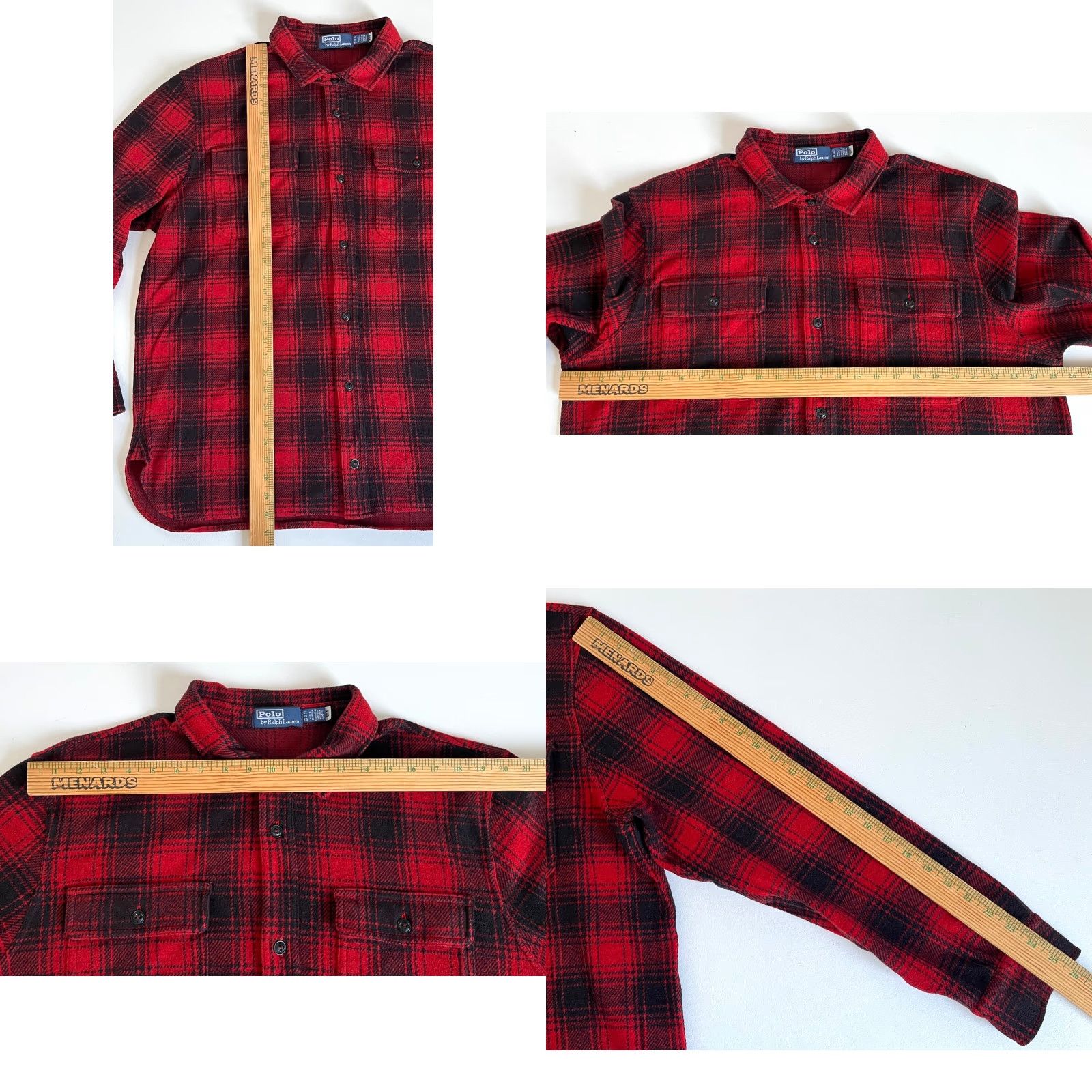 Polo Ralph Lauren Polo Ralph Lauren Men's Plaid Knit Flannel Workshirt XL Button-Up Casual, Classic Fit, Red, Black, Long Sleeve, Polyester Blend, Vintage/Americana Size US XL / EU 56 / 4 - 10 Thumbnail