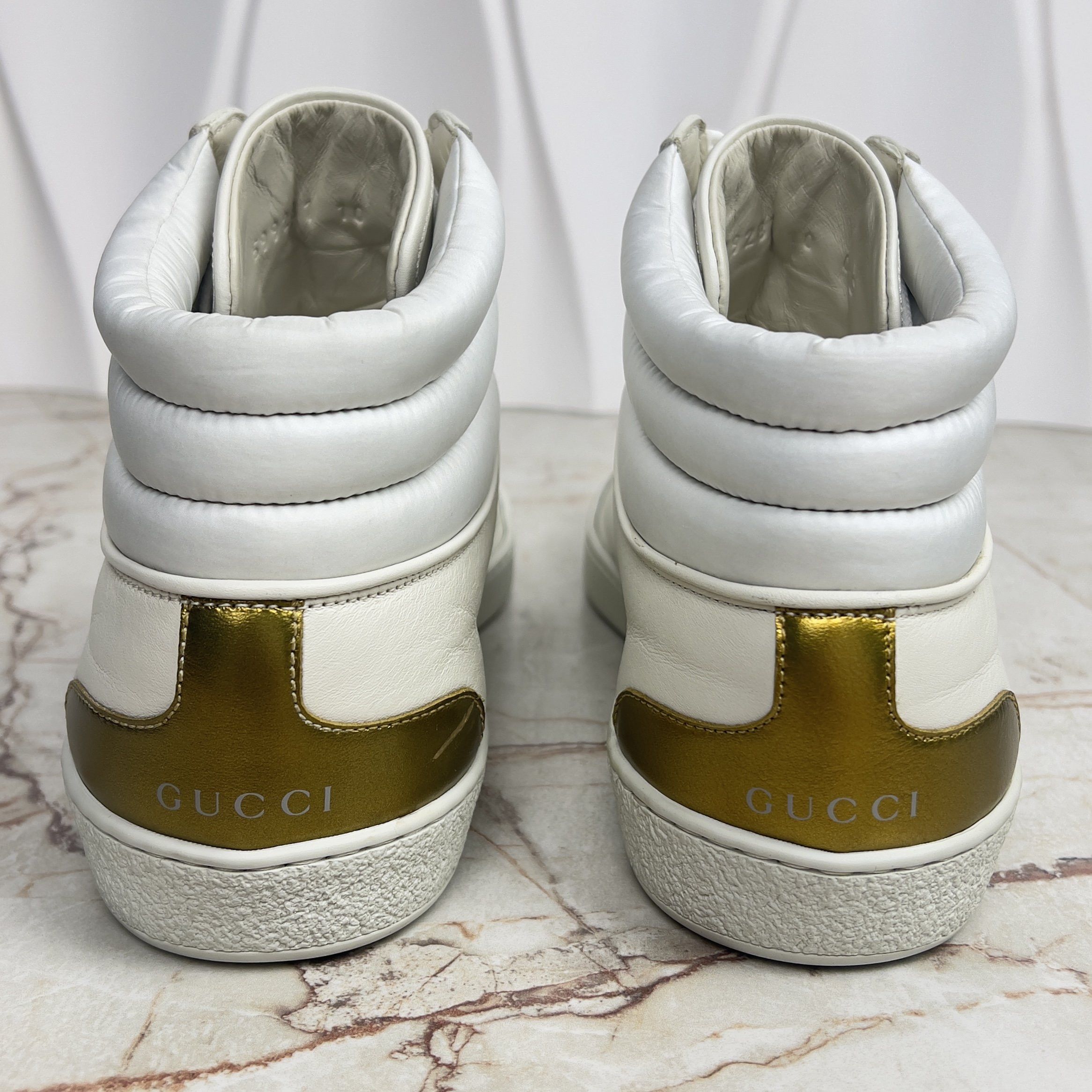 Gucci Ace Band Graphic Print Sneakers Calfskin White Size US 10.5 / EU 43-44 - 7 Thumbnail