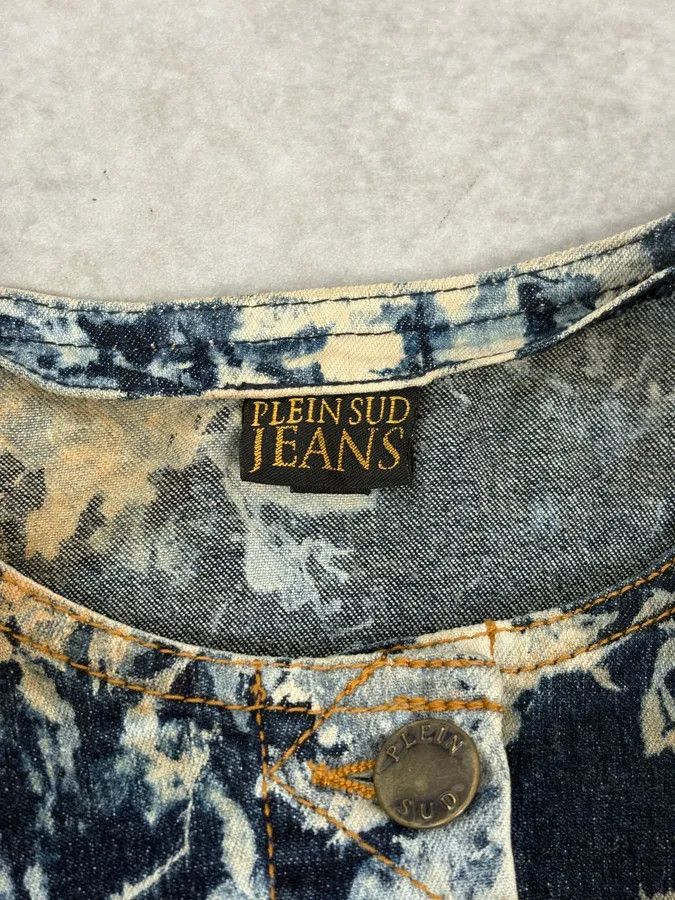 Vintage 2000s Plein Sud Navy Acid Wash Cropped Denim Jacket Size S / US 4 / IT 40 - 8 Thumbnail