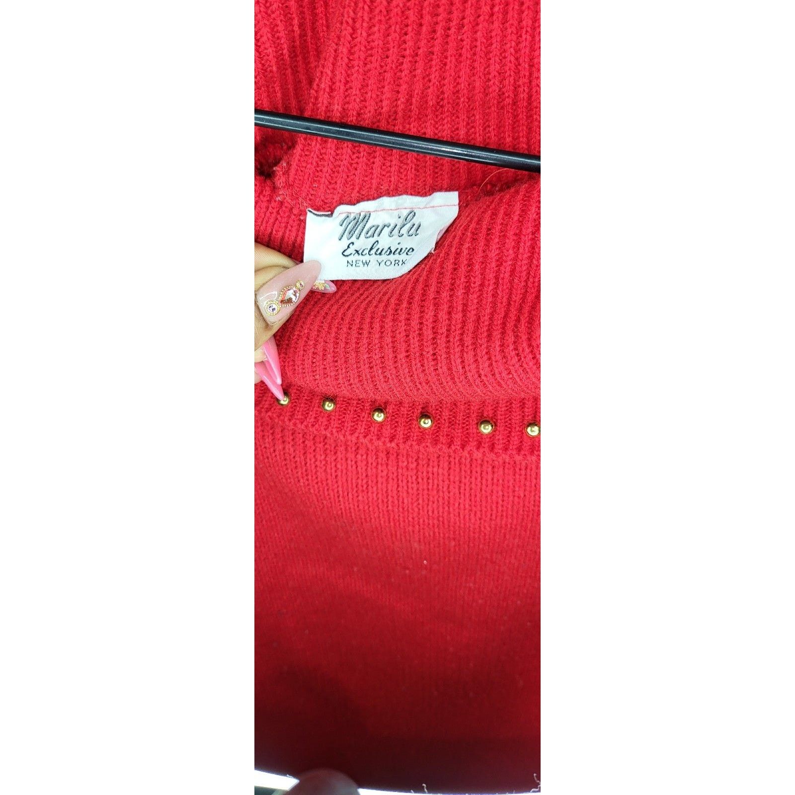 Other Marliu Exclusive New York Red Pearl WideNeck Sweater Size XL Size XL / US 12-14 / IT 48-50 - 3 Thumbnail