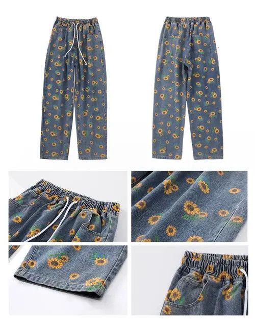 Jean punk pants in flower style Size US 32 / EU 48 - 3 Thumbnail