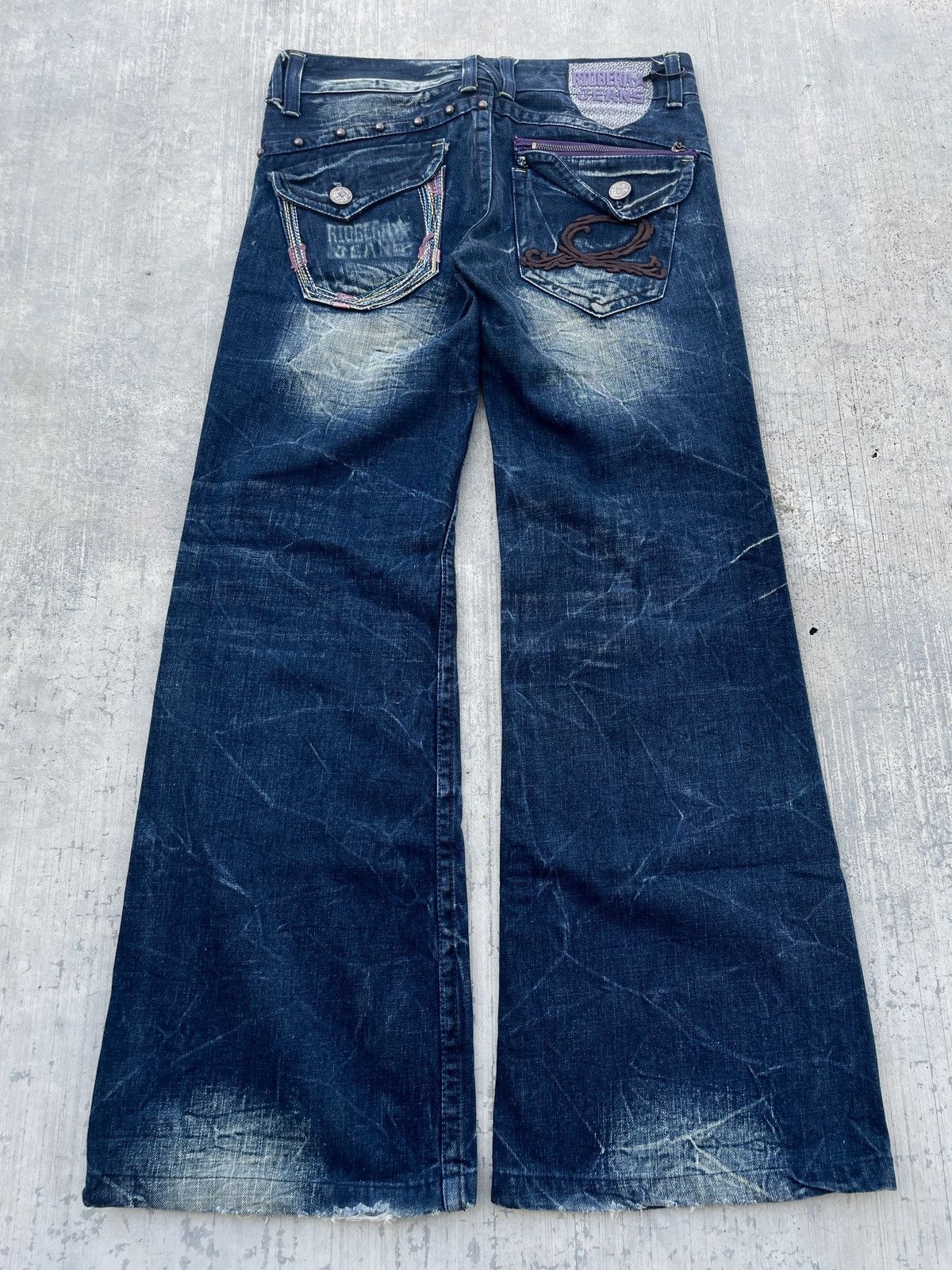 Japanese Brand 2000s JAPANESE BRAND RIOBERA STUDDED MUDWASH FLARE JEANS Size US 32 / EU 48 - 2 Thumbnail