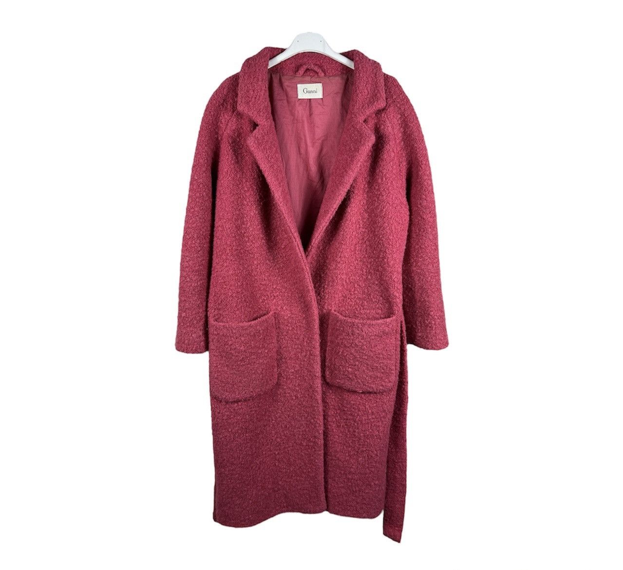 Ganni Ganni programme teddy long tied coat sherpa wool nylon pink Size M / US 6-8 / IT 42-44 - 1 Thumbnail