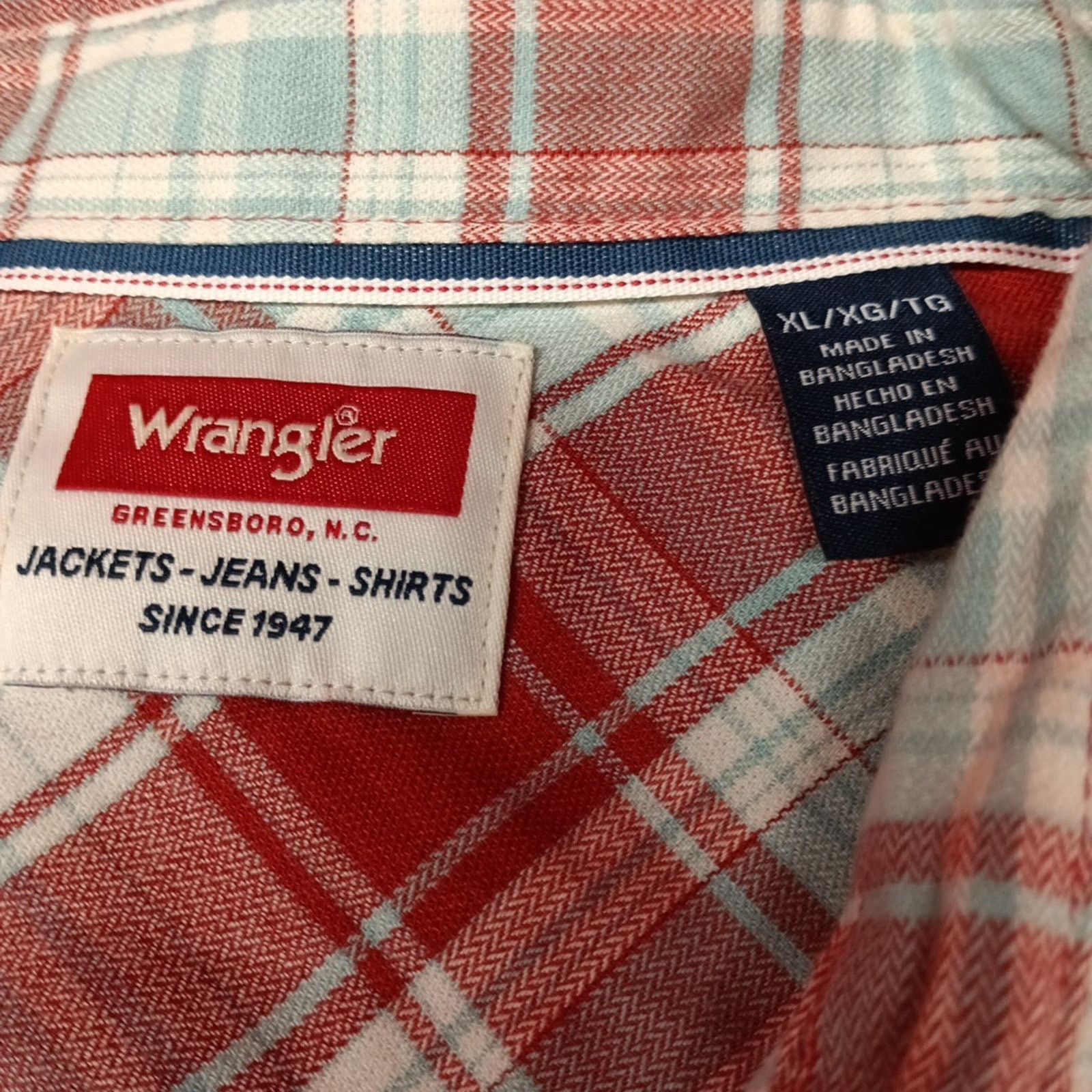 Wrangler Wrangler Cowboy Wash Shirt Men's Size XL Red Sky Blue Plaid Size US XL / EU 56 / 4 - 4 Thumbnail