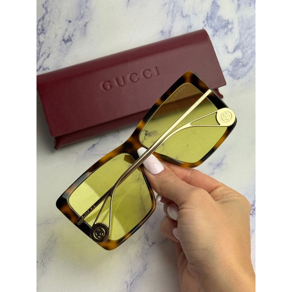 Gucci NEW Gucci GG0434S Havana Brown Yellow Lens Sunglasses Size ONE SIZE - 6 Thumbnail