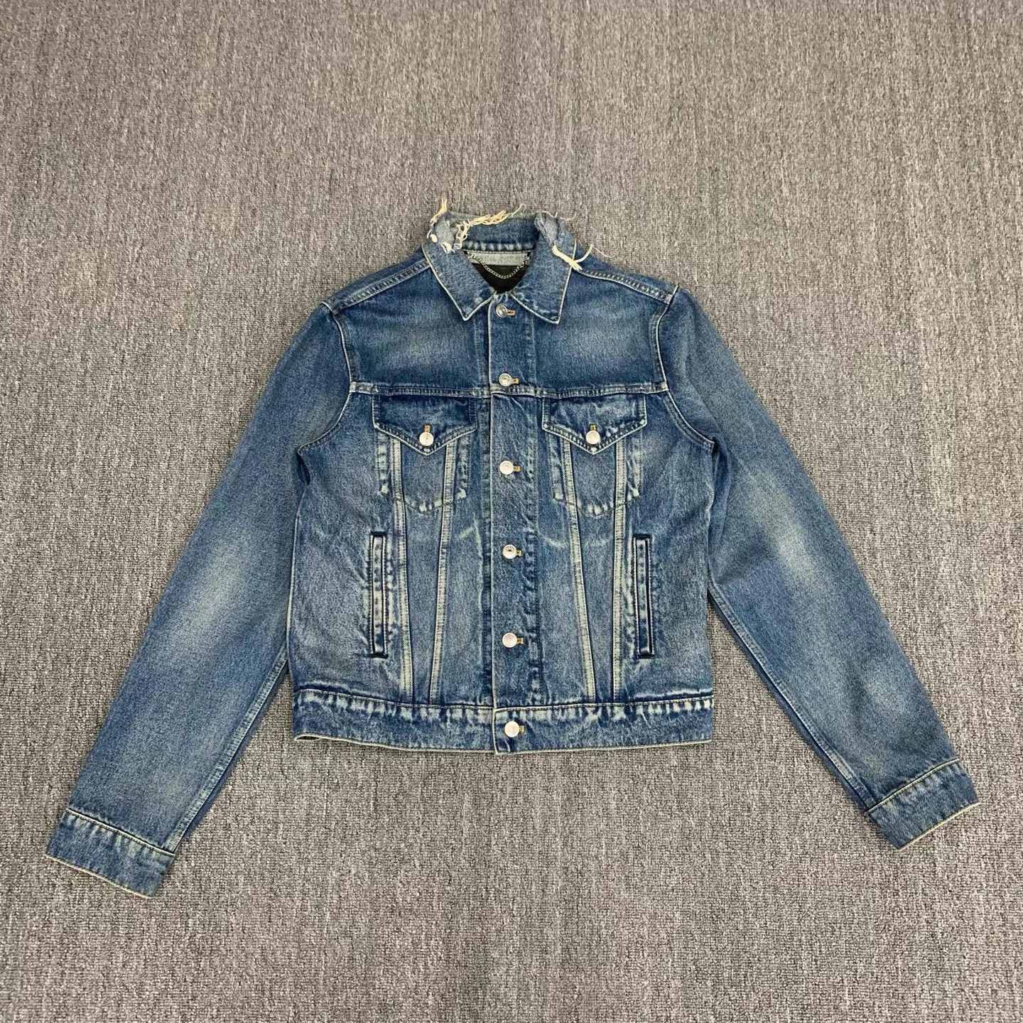 Balenciaga Blue Denim Jacket with Button Front Size US S / EU 44-46 / 1 - 1 Thumbnail