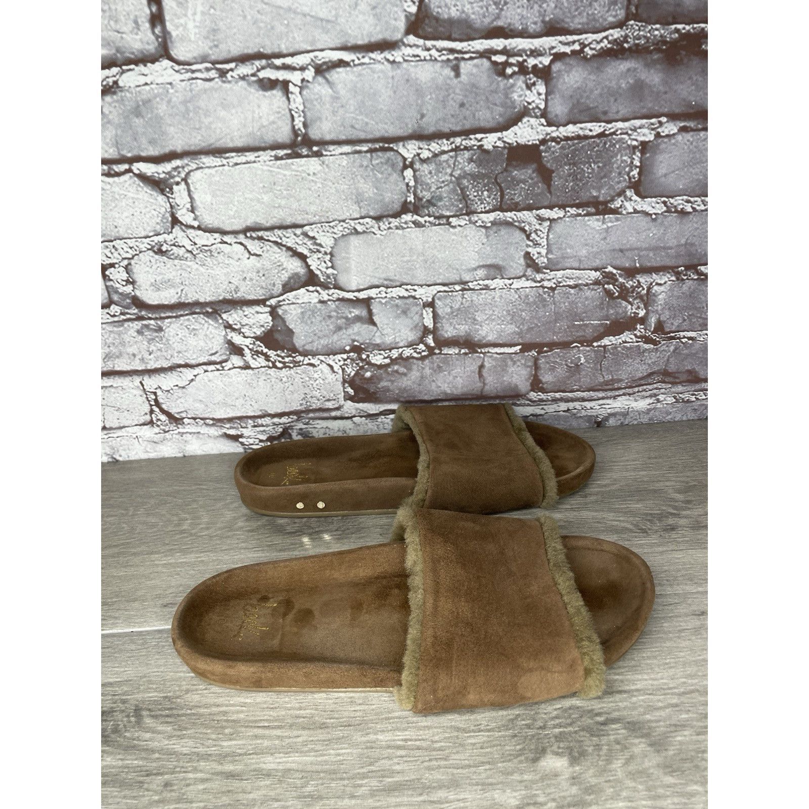 beek Beek Brown Sherpa Lining Brown Suede Leather Slides Sandals Size US 10 / IT 40 - 16 Thumbnail