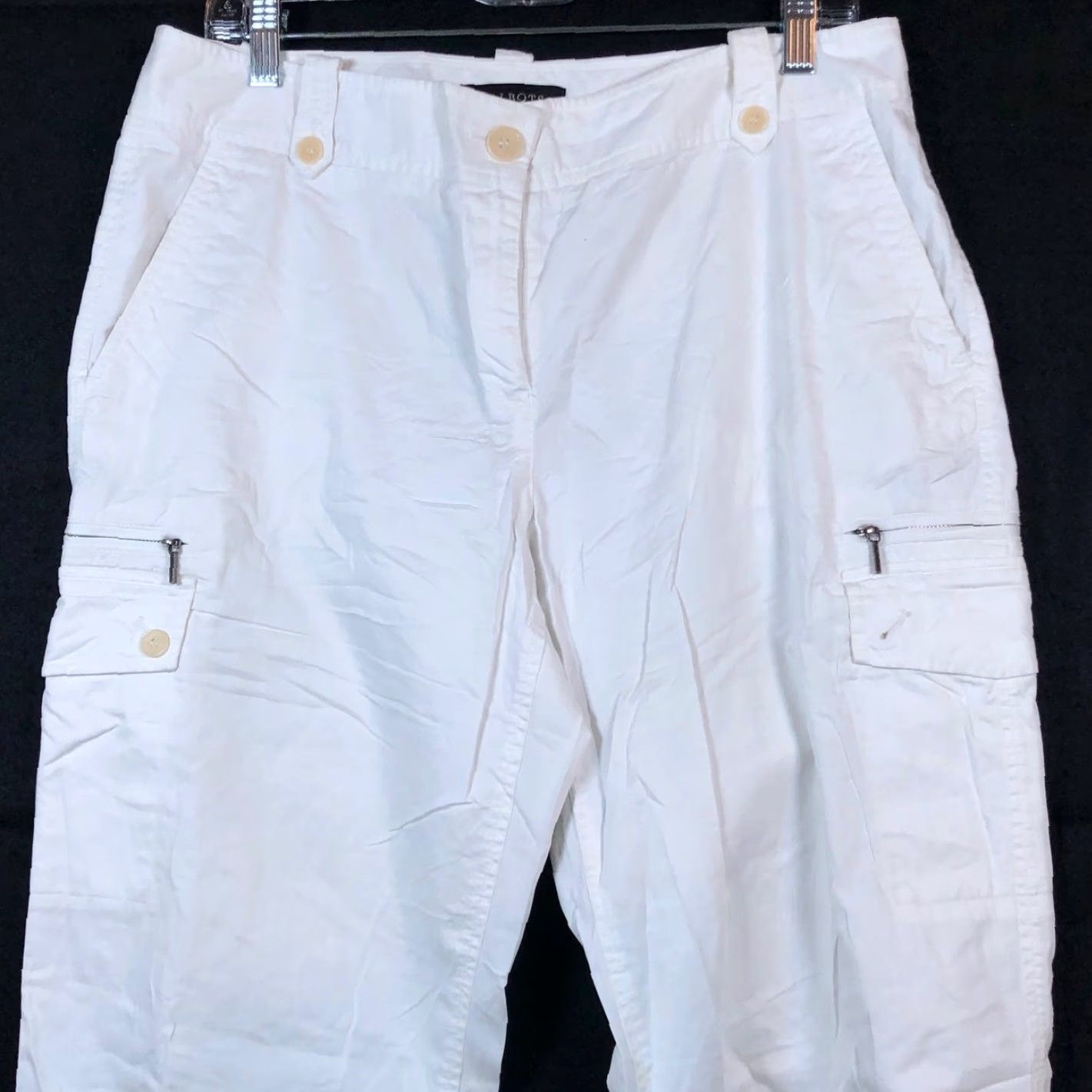 Talbots Talbots Womens Pants White High Rise Signature Zip Cargo Pockets Stretch 10 Size 24" / US 00 / IT 34 - 2 Thumbnail