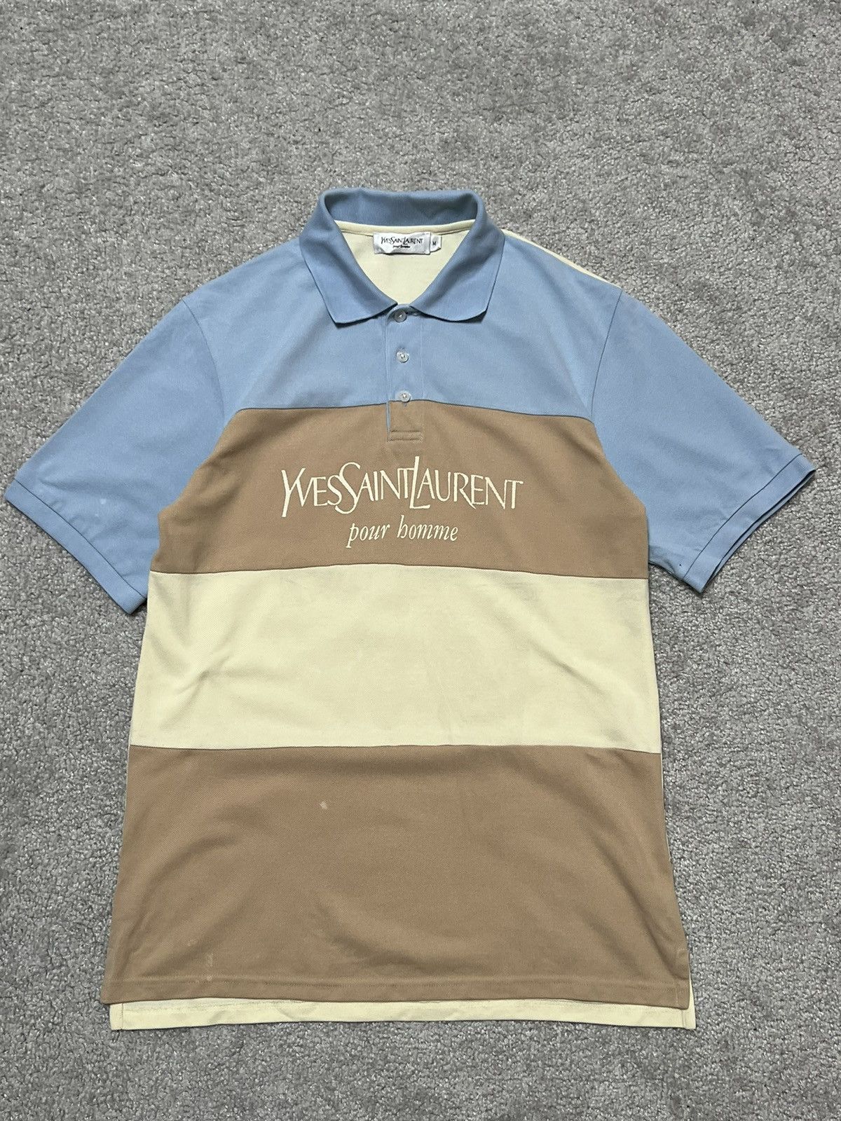 Vintage YSL Yves Saint Lauren Polo T Shirt Big Logo Size M