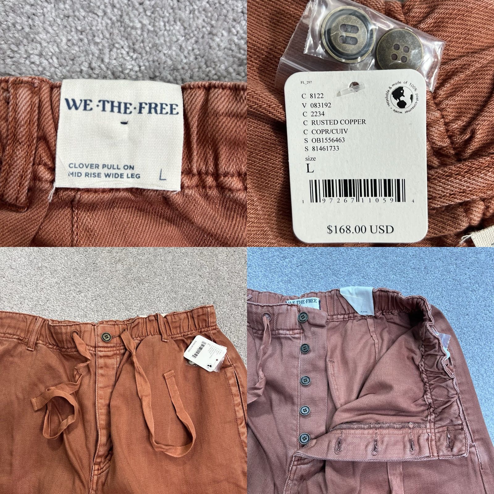 Free People VINTAGE Free People We The Free Pants High Rise Ultra Wide Leg Clover Copper NWT Size 36" / US 14 / IT 50 - 8 Thumbnail