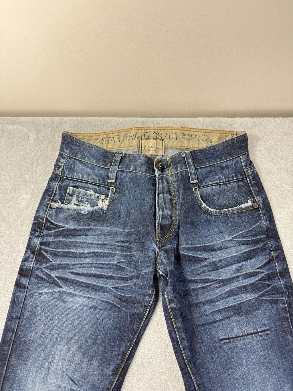 G-Star G-Star Raw Men's Size 34 W X 34 L 3301 Distressed Button Fly Size US 34 / EU 50 - 7 Thumbnail