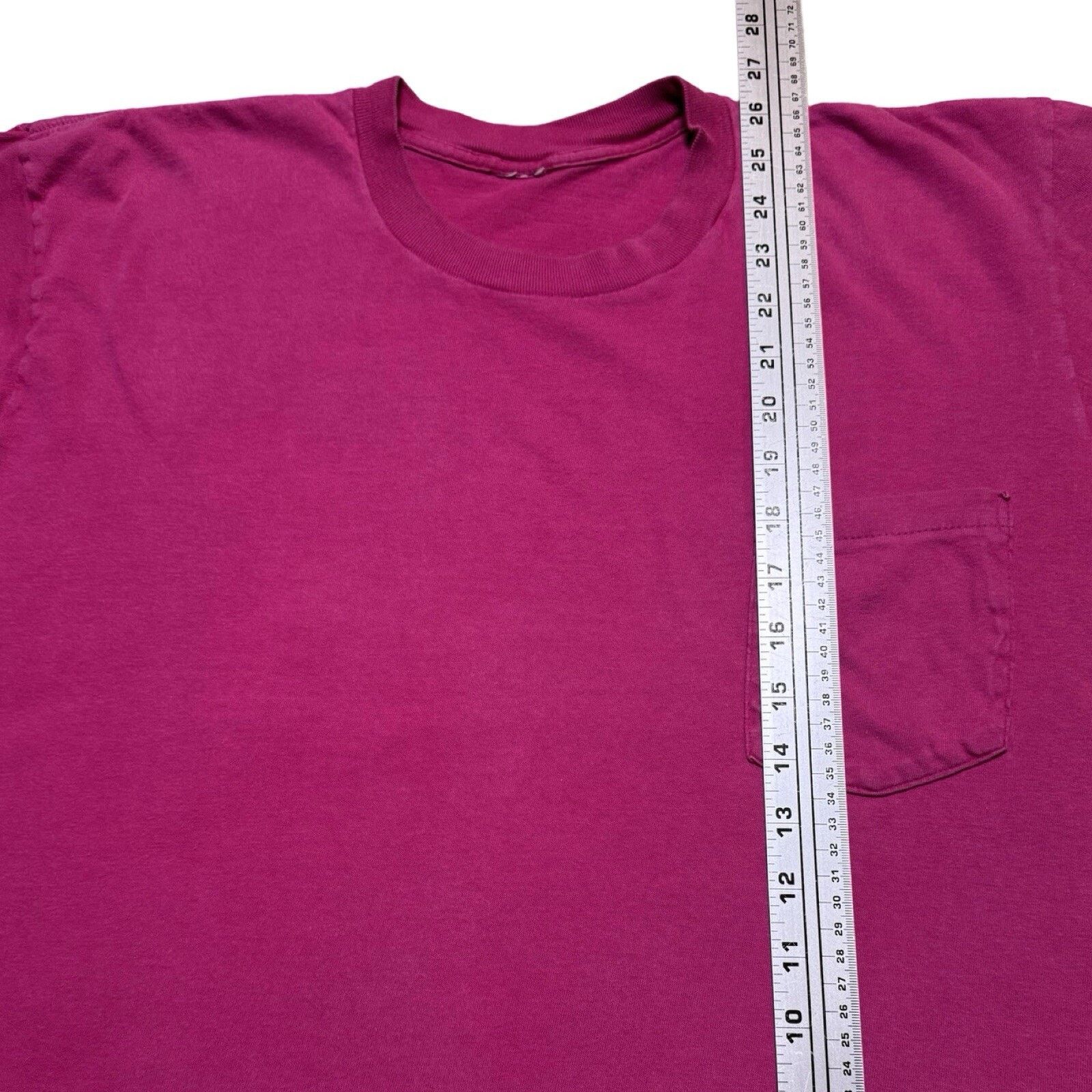 Vintage Vintage 80s Selvedge Pocket T Shirt Cropped Light Plum L Size US L / EU 52-54 / 3 - 4 Thumbnail