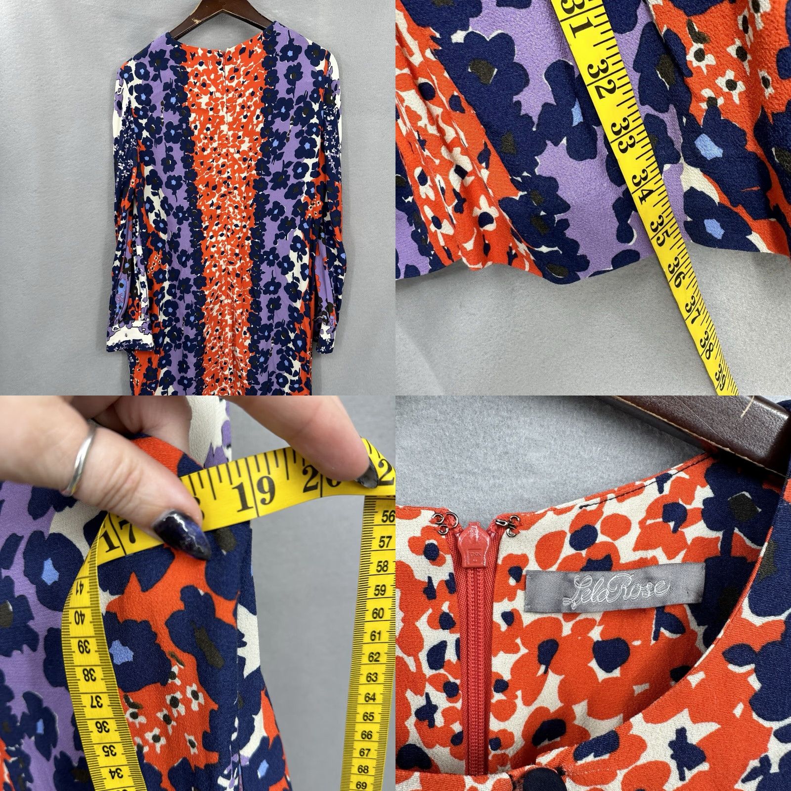 Lela Rose Vintage? No — Lela Rose Mini Dress Womens Small Floral Chiffon V-Neck Shirt Dress Purple 90s Preppy Indoor?