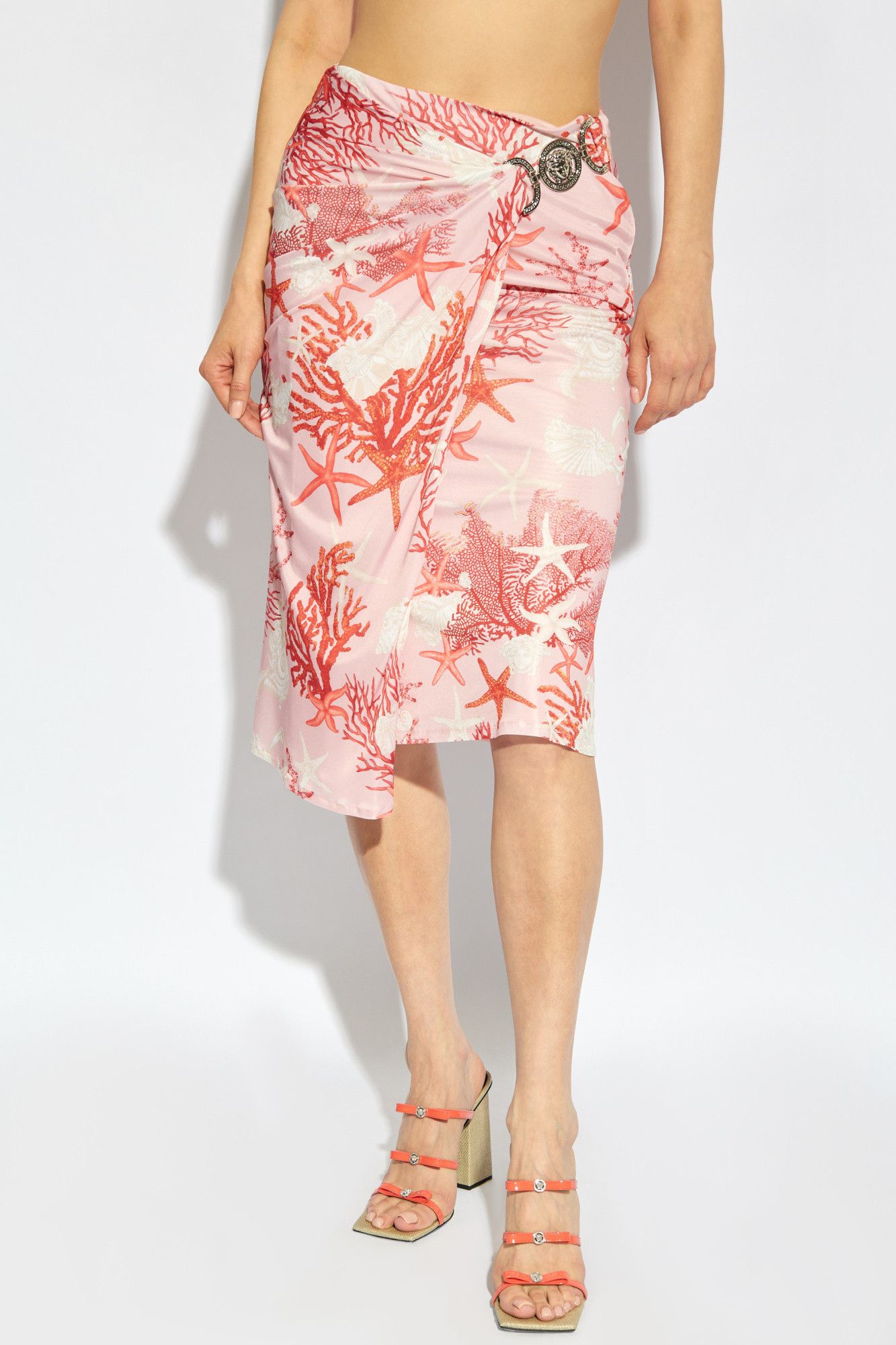 Versace o1s22i1n1024 Baroque Sea Jersey Skirt in Pink Size 27" / US 4 / IT 40 - 3 Thumbnail