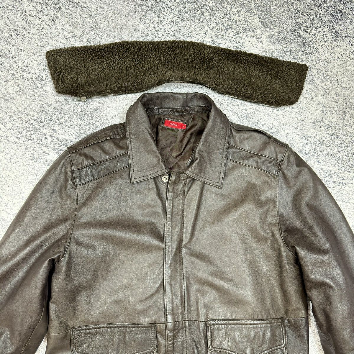 Other Mens Brown Sheepskin Leather Aviator Bomber Jacket Msz Size US M / EU 48-50 / 2 - 7 Thumbnail