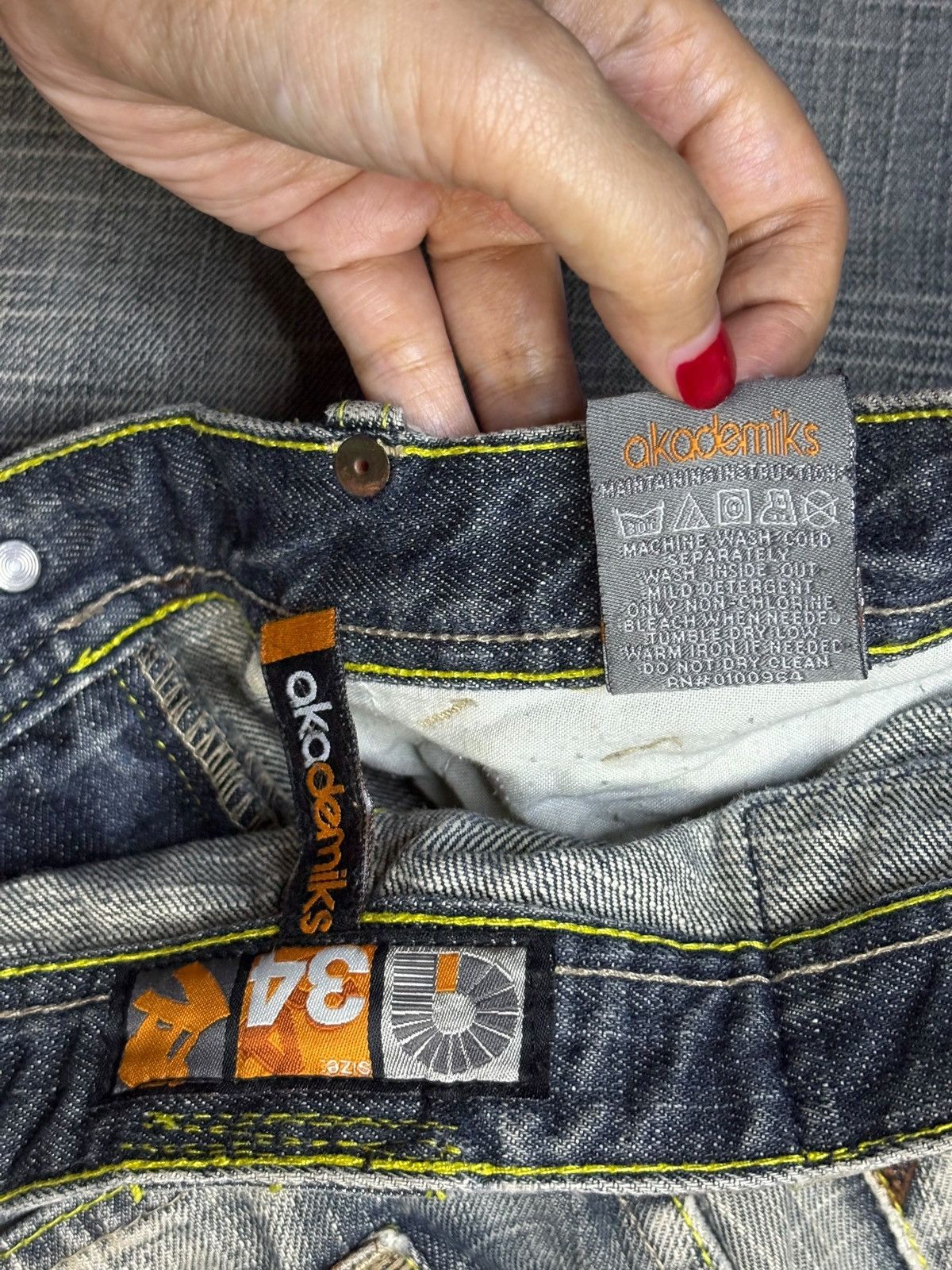 Akademiks × Japanese Brand Vintage Akademiks Diamond Embroidered Wide Leg Baggy Jeans Size US 34 / EU 50 - 12 Thumbnail