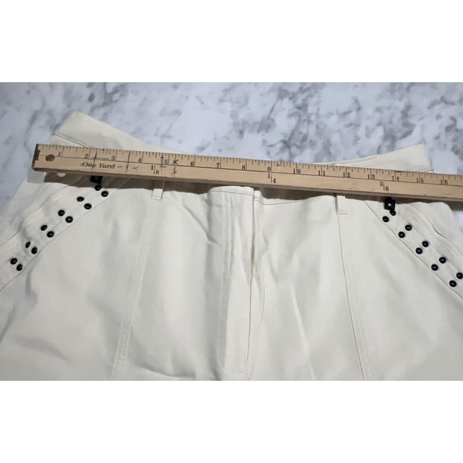 Vintage Jamie Sadock Pant Women 14 Stretch Straight Leg Ivory Golf Pockets Rayon Spandex Size 36" / US 14 / IT 50 - 6 Thumbnail
