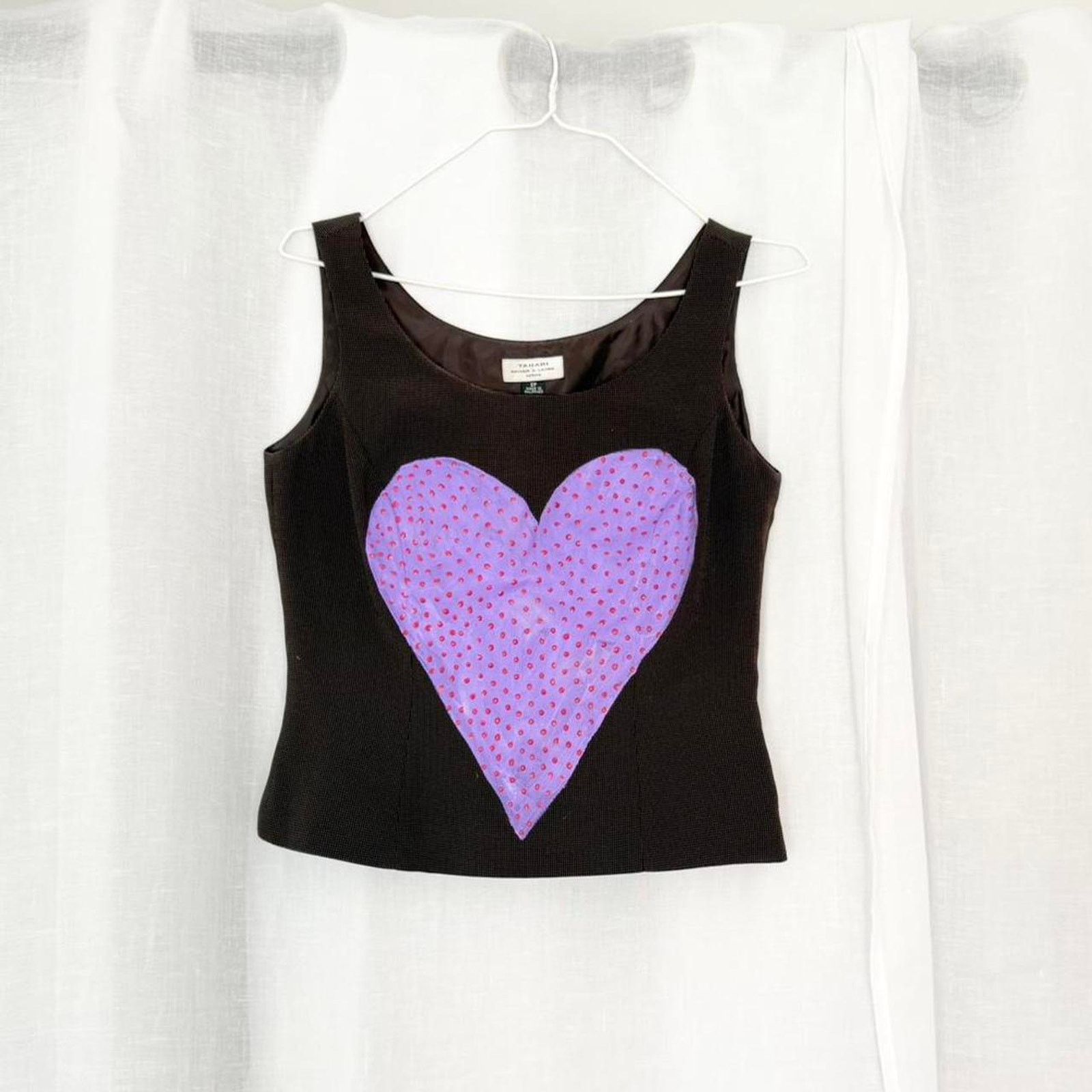 Vintage ✿ y2k heart graphic tank ⋆ custom painted corset top ✿ Size S / US 4 / IT 40 - 1 Thumbnail
