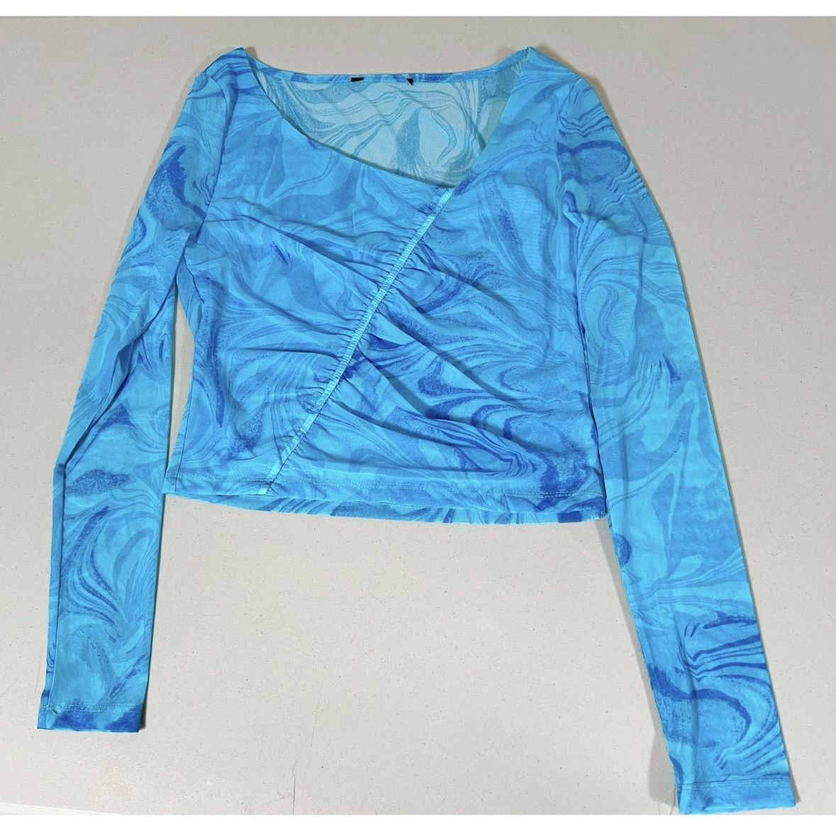 Japanese Brand Blue Trippy Mesh Long Sleeve Tee T-Shirt Top Blouse Size M 💙 Size M / US 6-8 / IT 42-44 - 1 Thumbnail