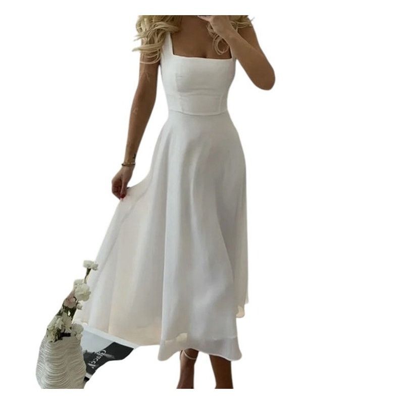 Other White Semi-Sheer Cami Sleeveless Square Neck Long Dress Size M / US 6-8 / IT 42-44 - 1 Thumbnail