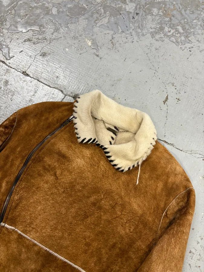 Roberto Cavalli 2000s Roberto Cavalli Brown Shearling Asymmetrical Leather Jacket Size US M / EU 48-50 / 2 - 4 Thumbnail