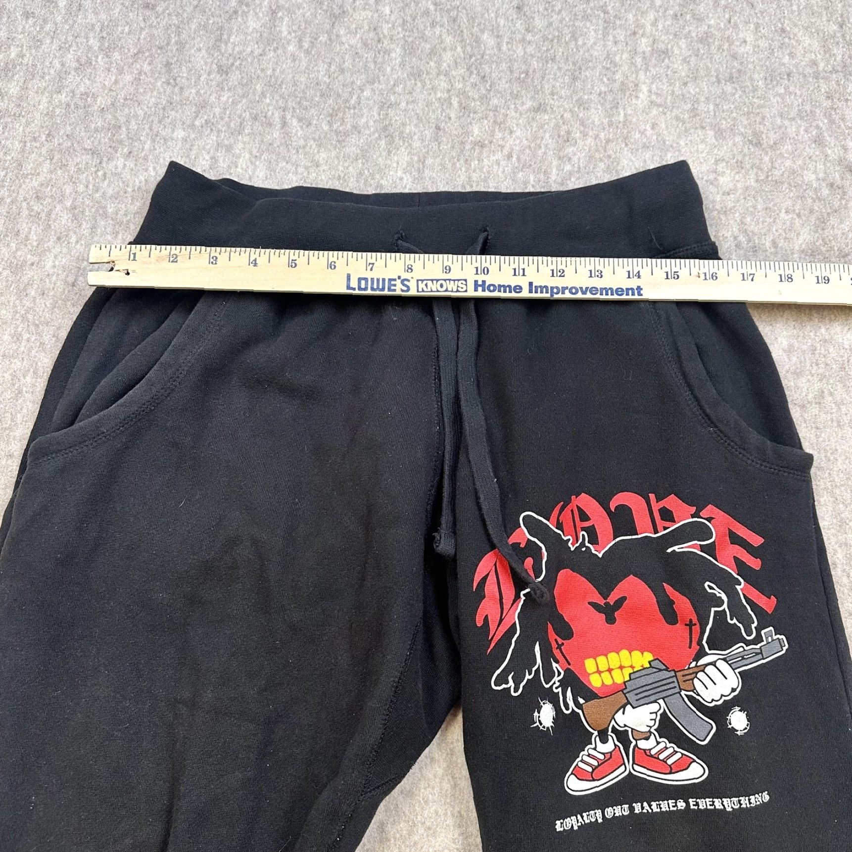 Vintage L.O.V.E Joggers Sweatpants Mens Large Black Graphic Heart Streetwear Fleece Adult Regular Size US 33 - 4 Thumbnail
