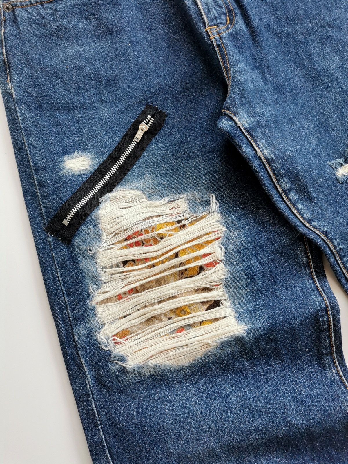 Kapital Back & Forth Selvedge Distressed Ripped Reworked Patch Jeans Size US 28 / EU 44 - 6 Thumbnail