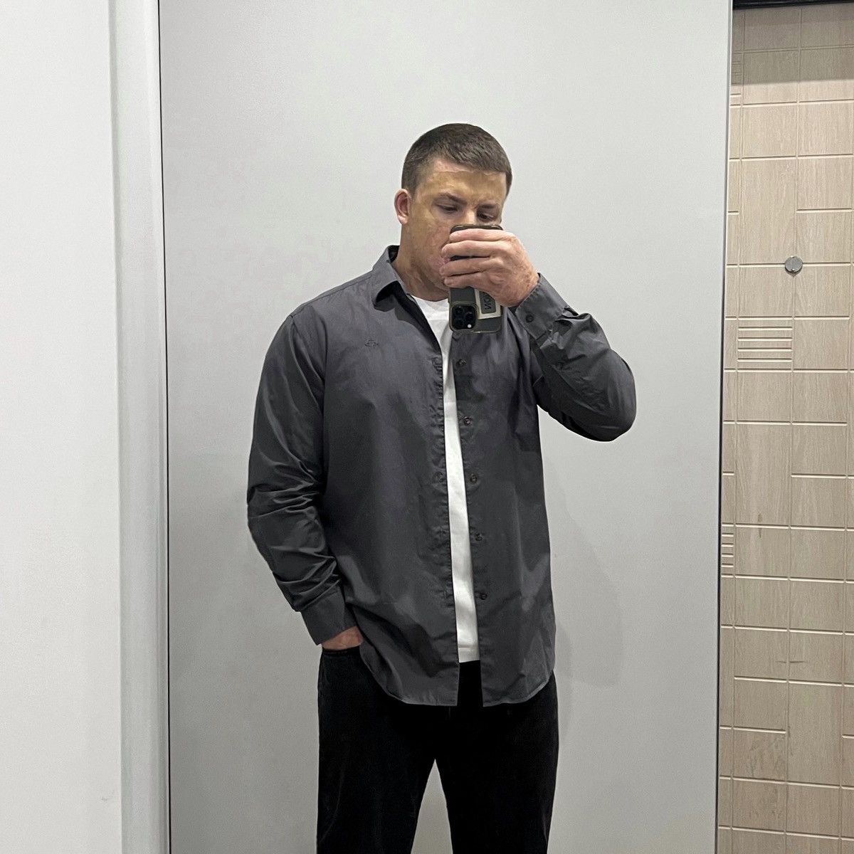 Vivienne Westwood SS15 Vivienne Westwood Orb Logo Navy Gray Button Up Shirt Size US L / EU 52-54 / 3 - 1 Thumbnail