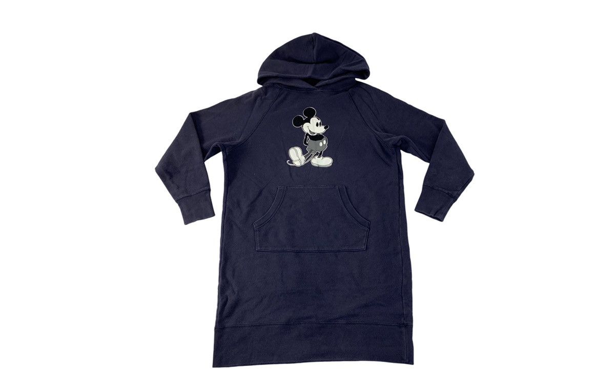image of Cartoon Network x Disney Hype Disney Mickey Mouse Long Hoodies Big Logo in Blue Black, Women's (Siz