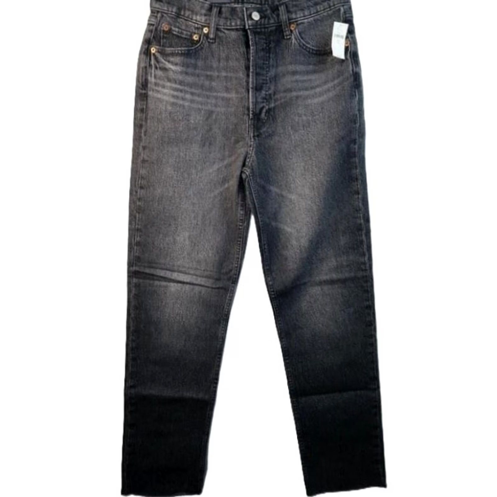 Gap VINTAGE GAP CHEEKY STRAIGHT HIGH RISE WASHED BLACK JEANS RAW HEM SIZE 34 18 R Size 24" / US 00 / IT 34 - 2 Thumbnail