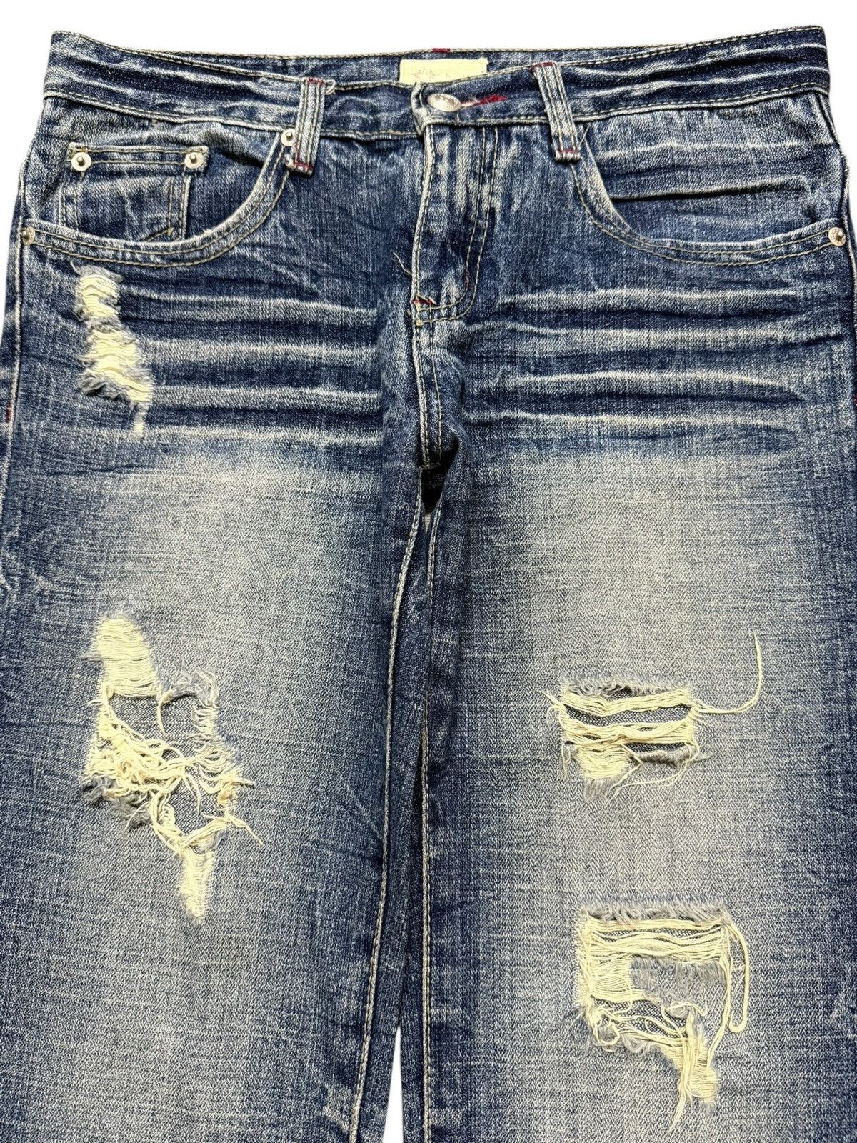 KMRii Vintage Japanese Brand Faded Thunder Wash Distress Loose Fit Size US 30 / EU 46 - 3 Thumbnail