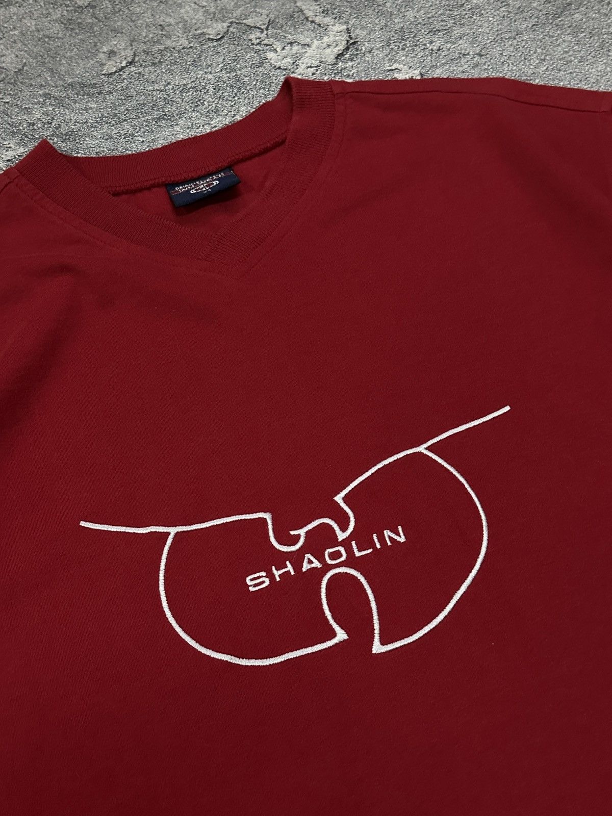 Wu-Tang Clan Vintage 90’s Wu-Wear Shaolin Dragon V-Neck T-Shirt Red L Size US XS / EU 42 / 0 - 6 Thumbnail