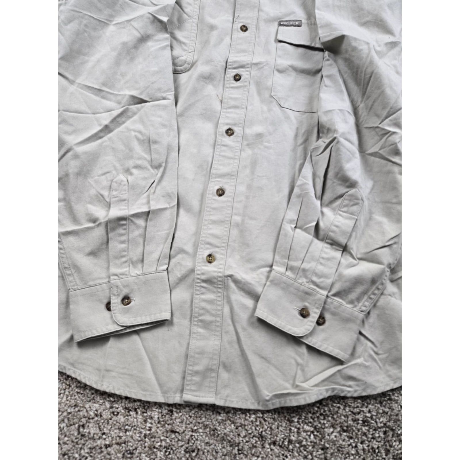 Vintage VINTAGE Woolrich Shirt XL Mens Beige Long Sleeve Button-Up Twill NWT Size US XL / EU 56 / 4 - 3 Thumbnail