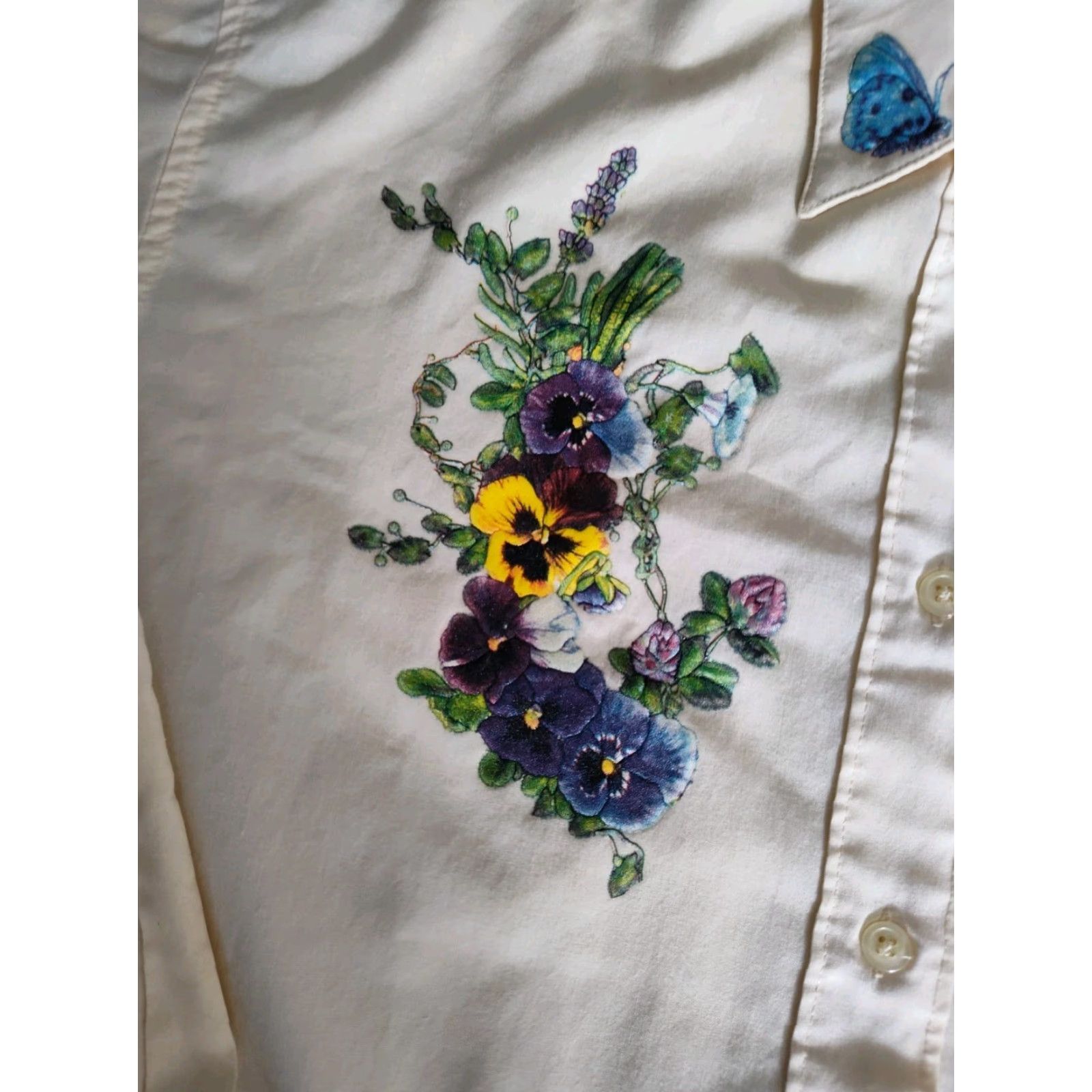 Etro Shipshe Women's Button Up L/S Shirt Rockabilly Diner Floral Size M Retro Vintage Classic Coat Yellow Size M / US 6-8 / IT 42-44 - 4 Thumbnail