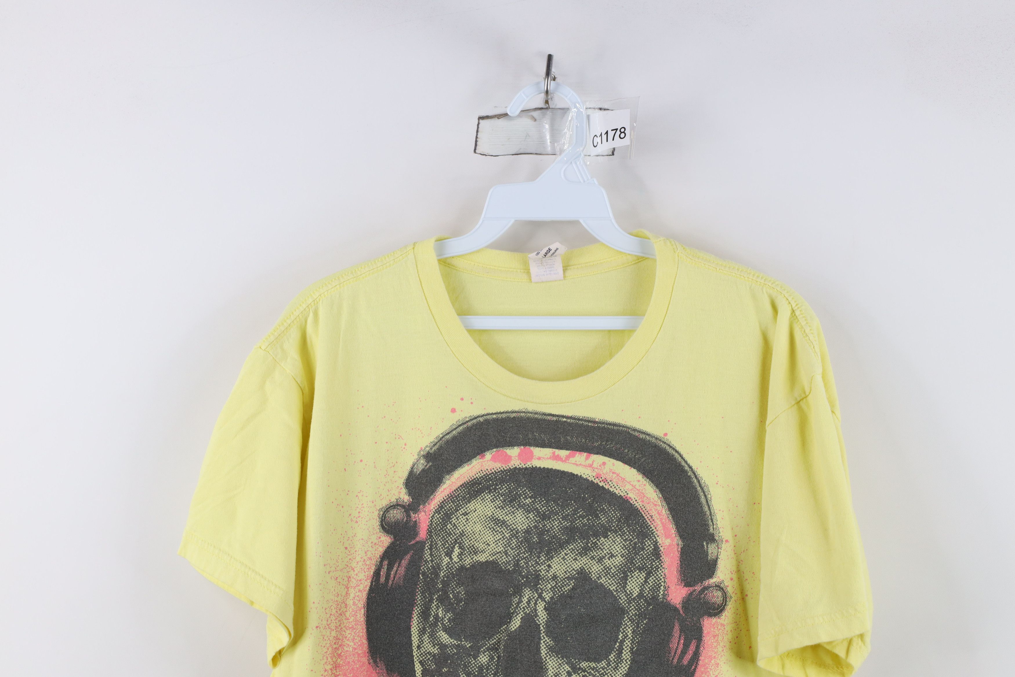 Vintage Vintage 90s Y2K Streetwear Skull Music DJ T-Shirt Yellow Size US L / EU 52-54 / 3 - 2 Thumbnail