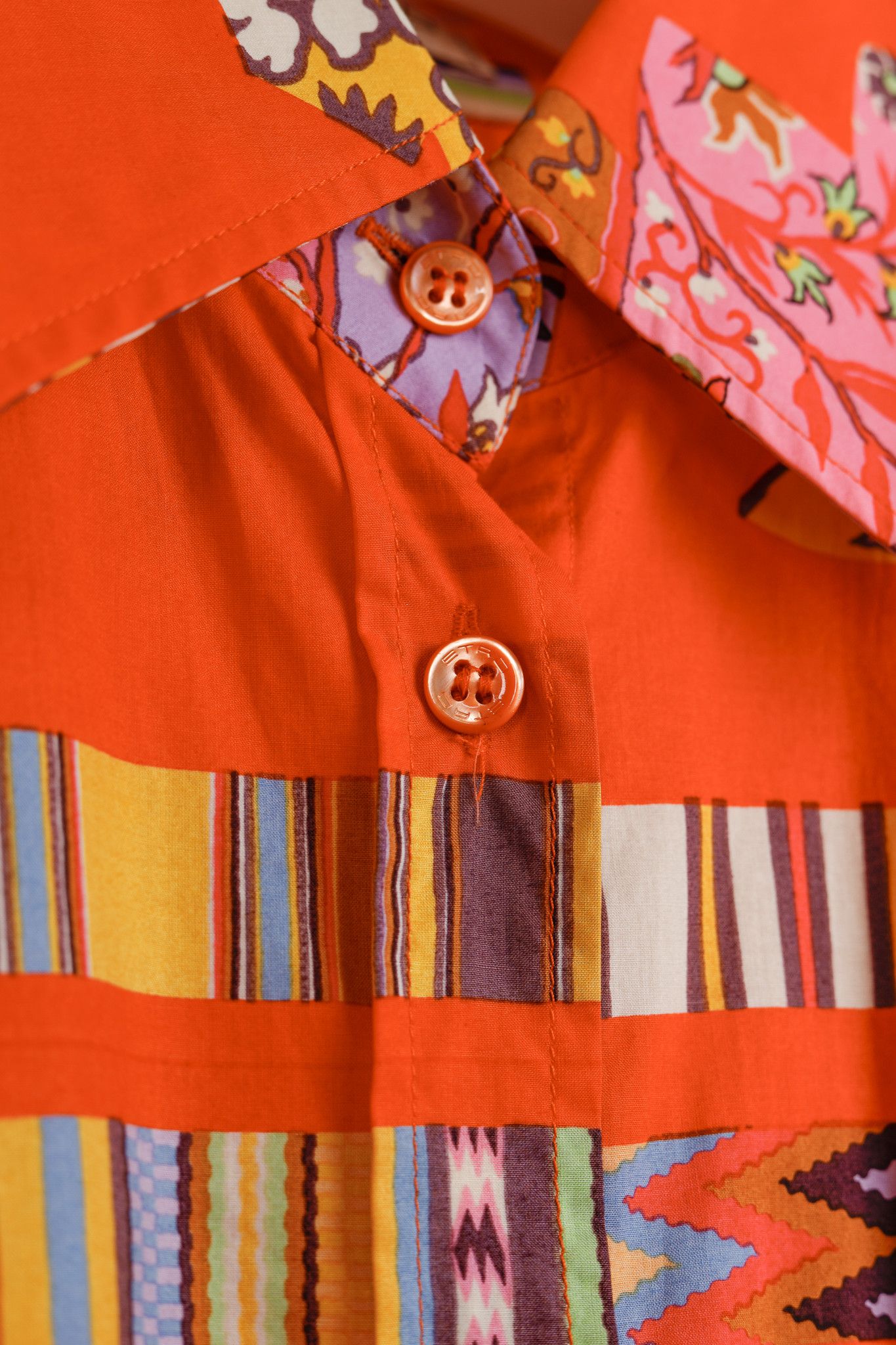 Etro Etro Vintage Orange Printed Cotton Shirt Dress Size M / US 6-8 / IT 42-44 - 9 Thumbnail